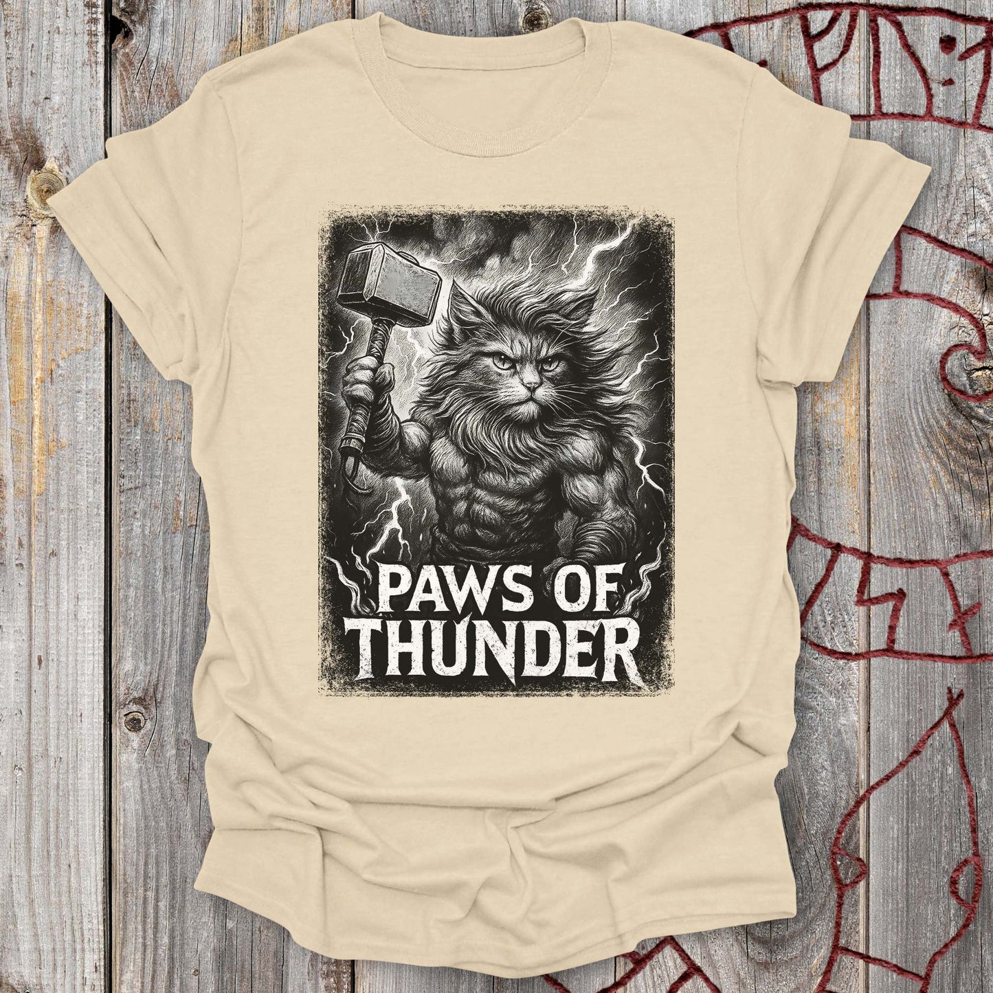 T-Shirt Paws of Thunder - Thor Viking Cat T-Shirt Unisex size S M L XL 2XL