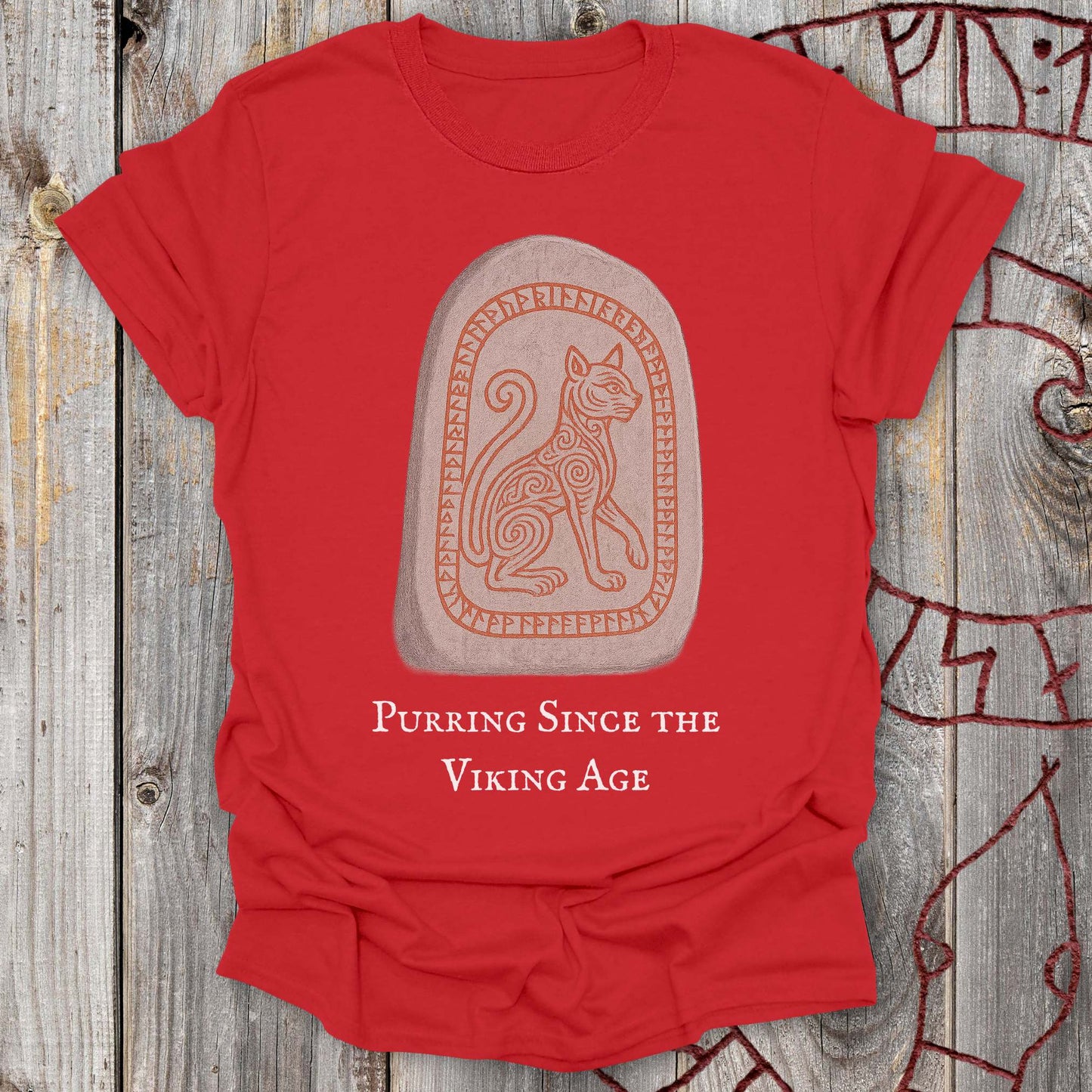 T-Shirt Purring Since the Viking Age - Runestone Cat T-shirt Unisex size S M L XL 2XL
