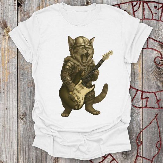 T-Shirt Viking Guitar Kitten – Norse Warrior Rock T-Shirt Unisex size S M L XL 2XL