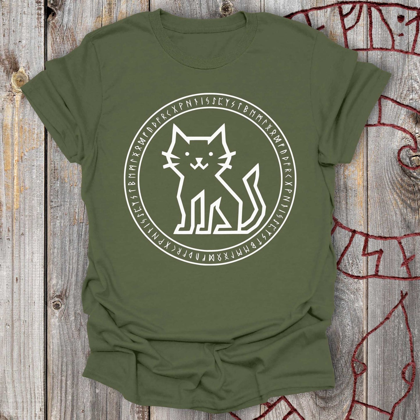 T-Shirt Rune Circle Viking Cat T-shirt Unisex size S M L XL 2XL