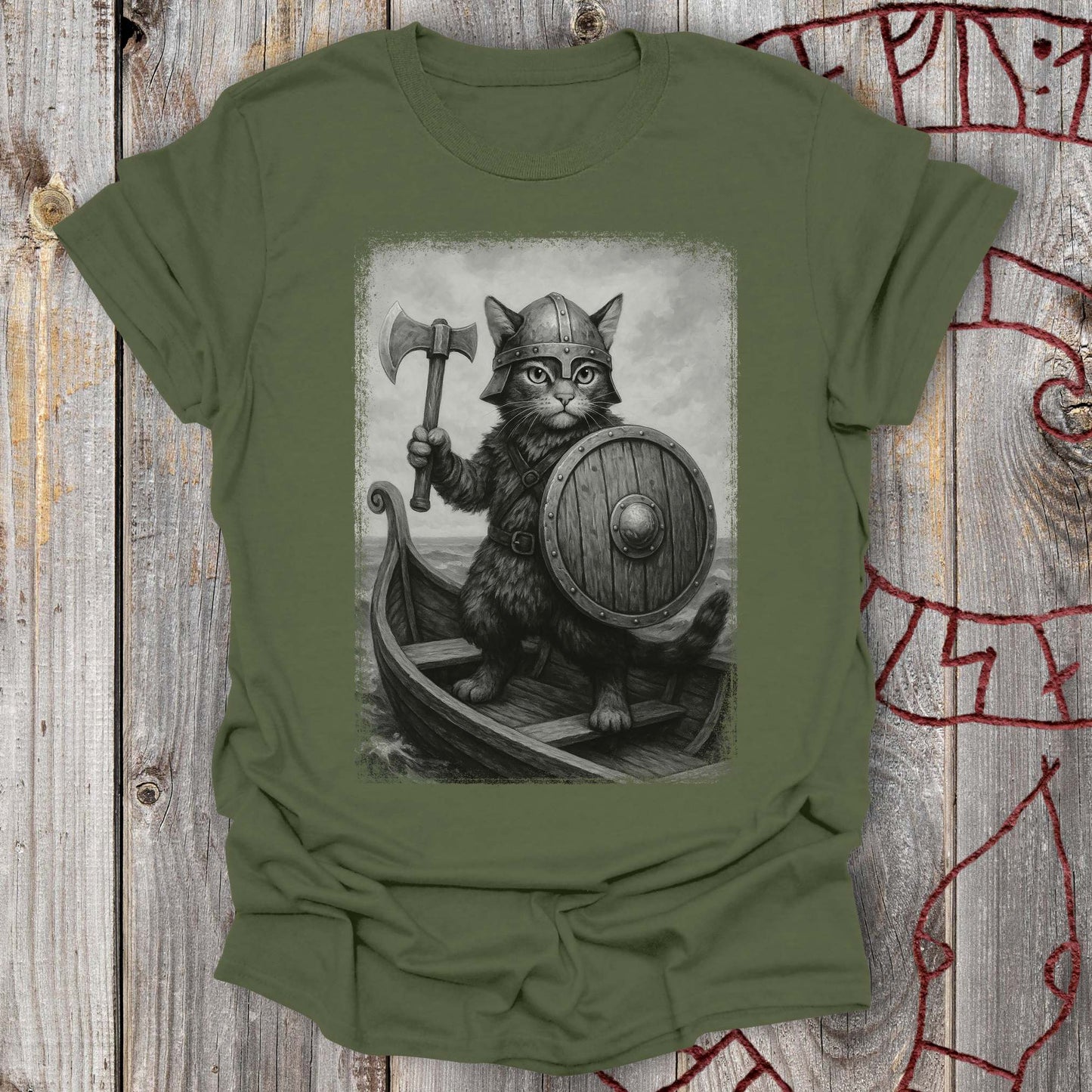 T-Shirt Viking Cat on a Longship T-Shirt Unisex size S M L XL 2XL