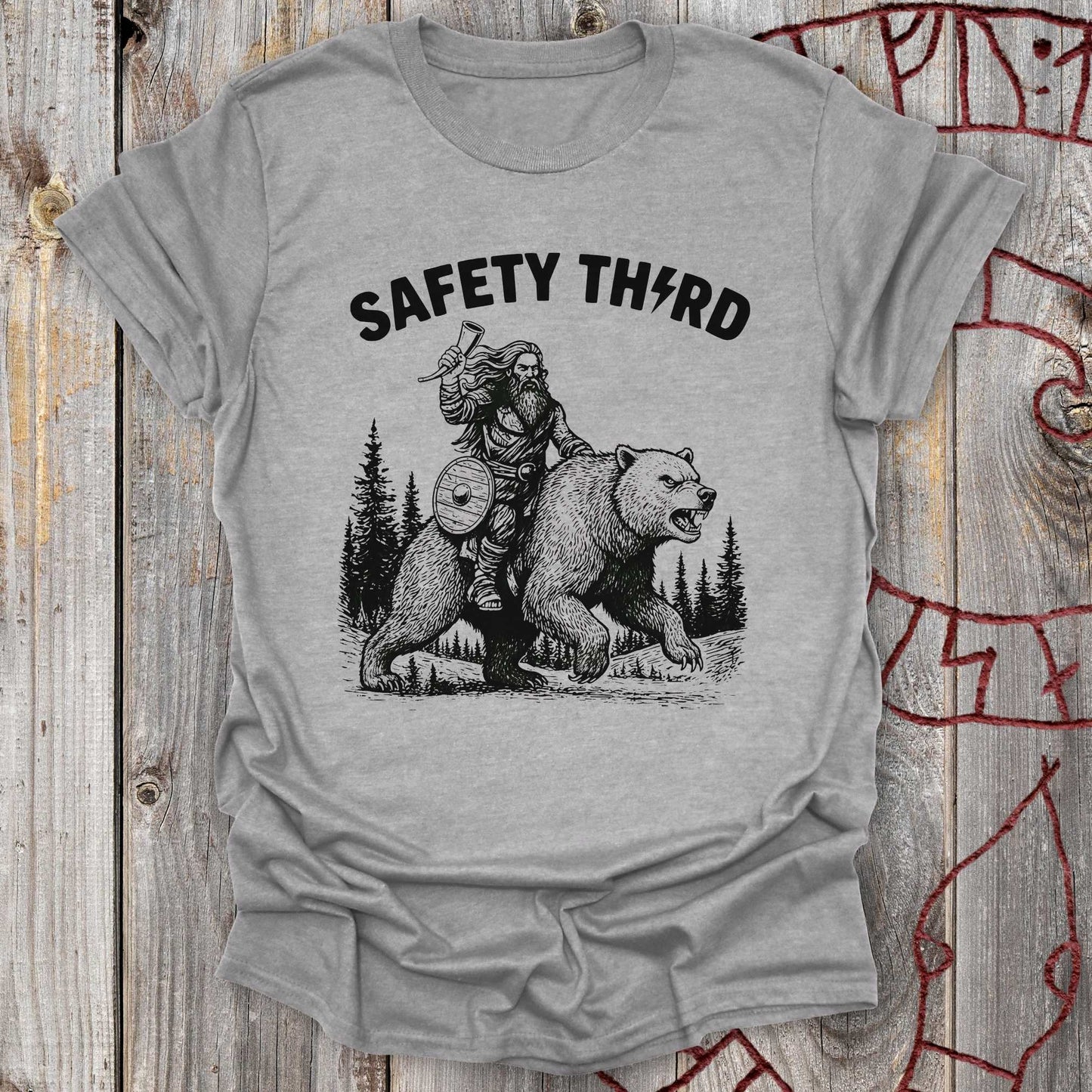 T-Shirt Safety Third - Viking Riding Wild Bear T-shirt Unisex size S M L XL 2XL