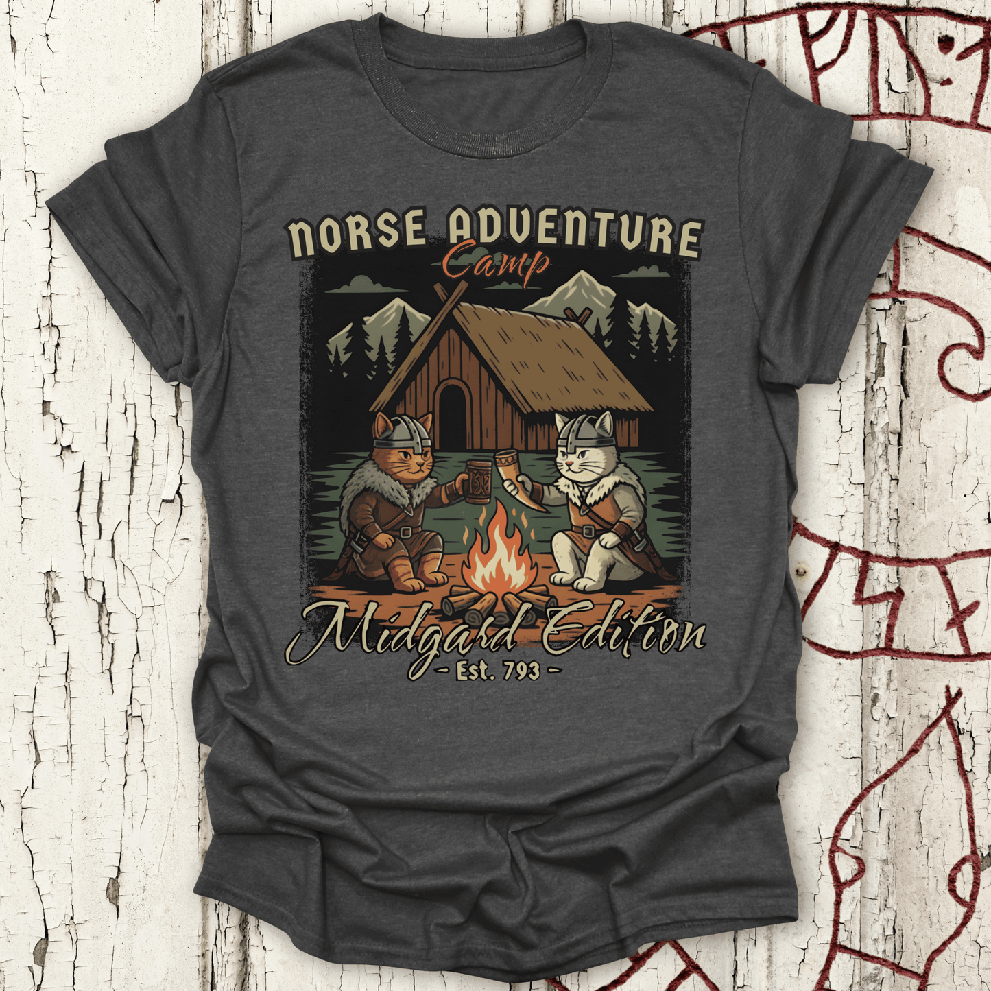 Norse Adventure Camp - Midgard Edition Cat T-shirt NEW!