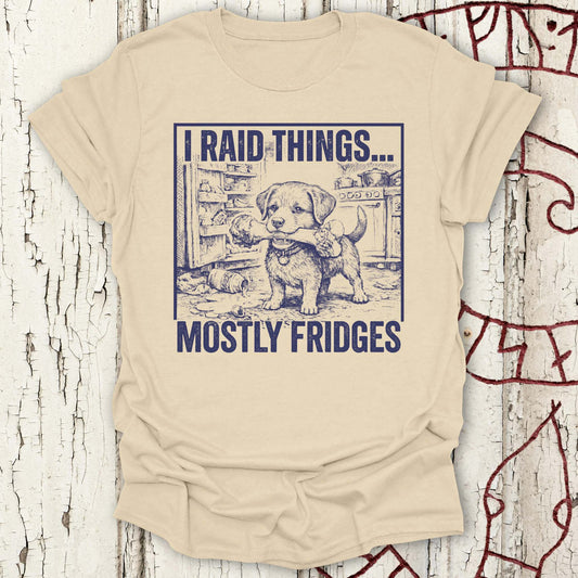 T-Shirt I Raid Things... Mostly Fridges - Cute Dog T-shirt NEW Unisex size S M L XL 2XL