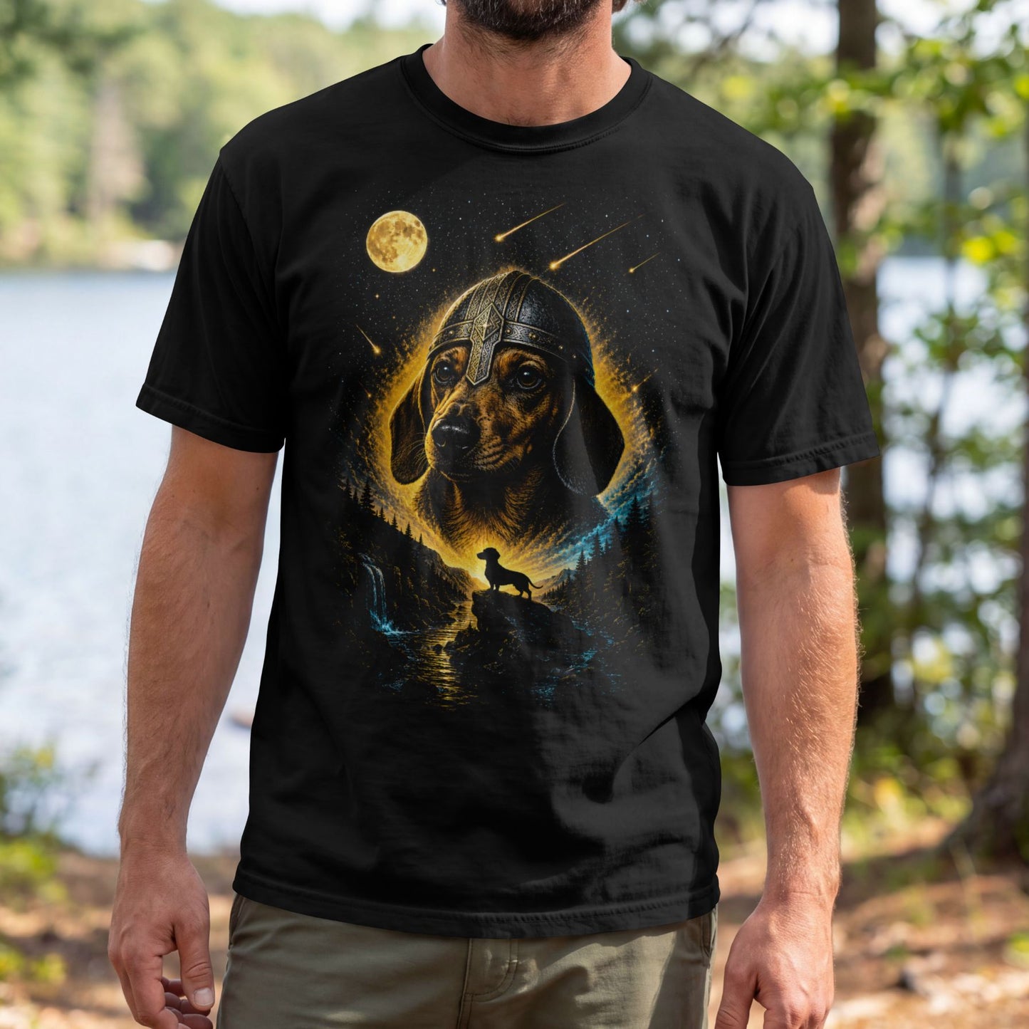 Dachshund Howling at the Moon Viking T-shirt NEW!