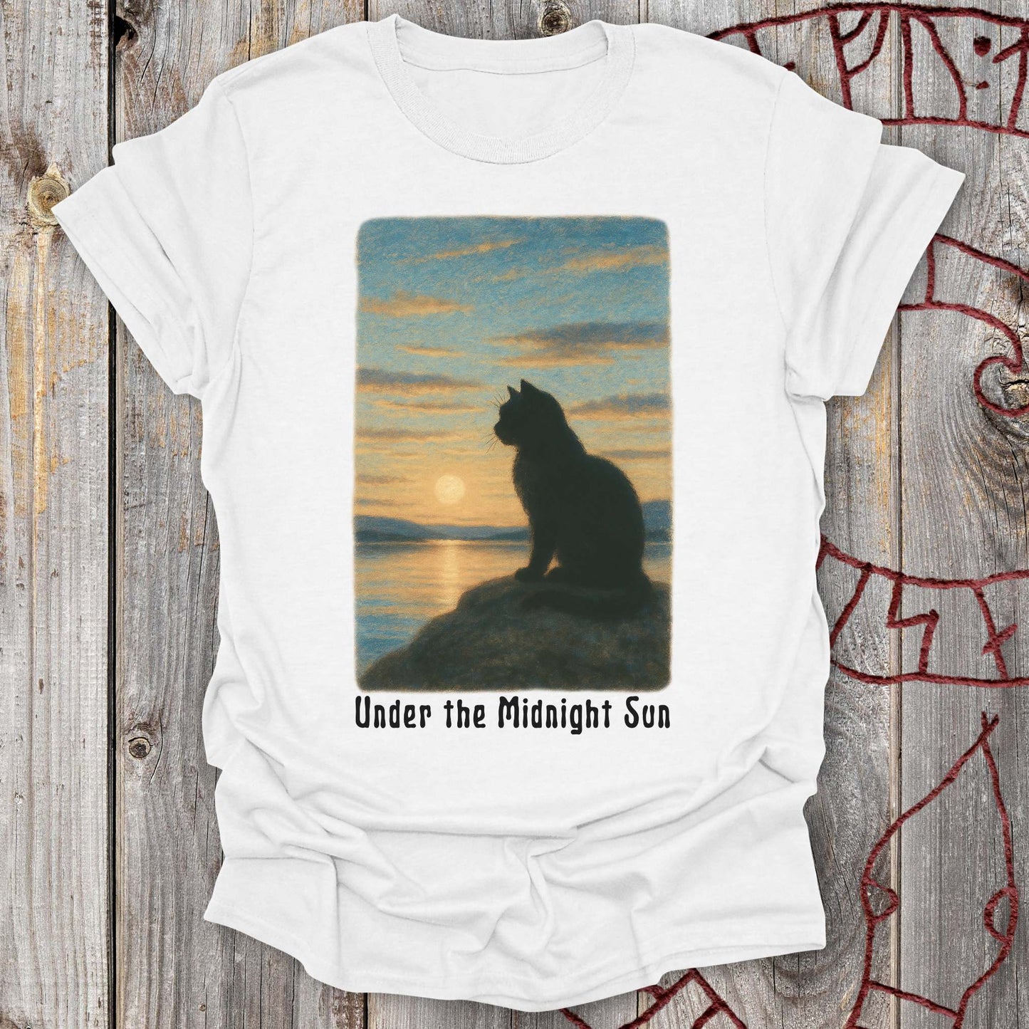 T-Shirt Under the Midnight Sun Cat T-Shirt Unisex size S M L XL 2XL