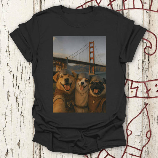 Viking Dogs Retro Selfie Photo Style - Golden Gate Bridge T-shirt NEW!