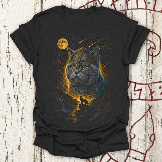 British Shorthair Howling at the Moon - Viking T-shirt NEW!