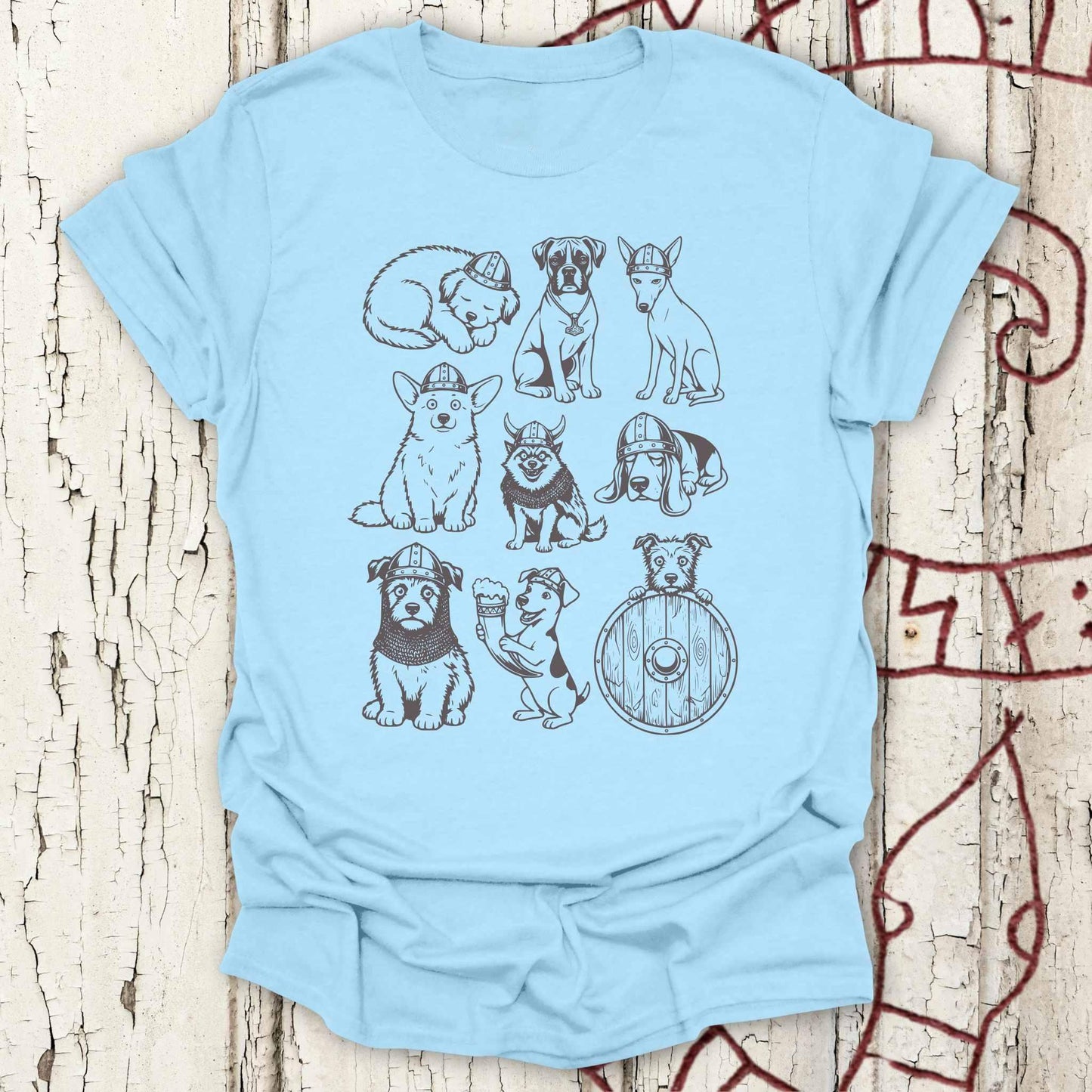 Vintage 90s Tattoo Style - Viking dogs T-shirt