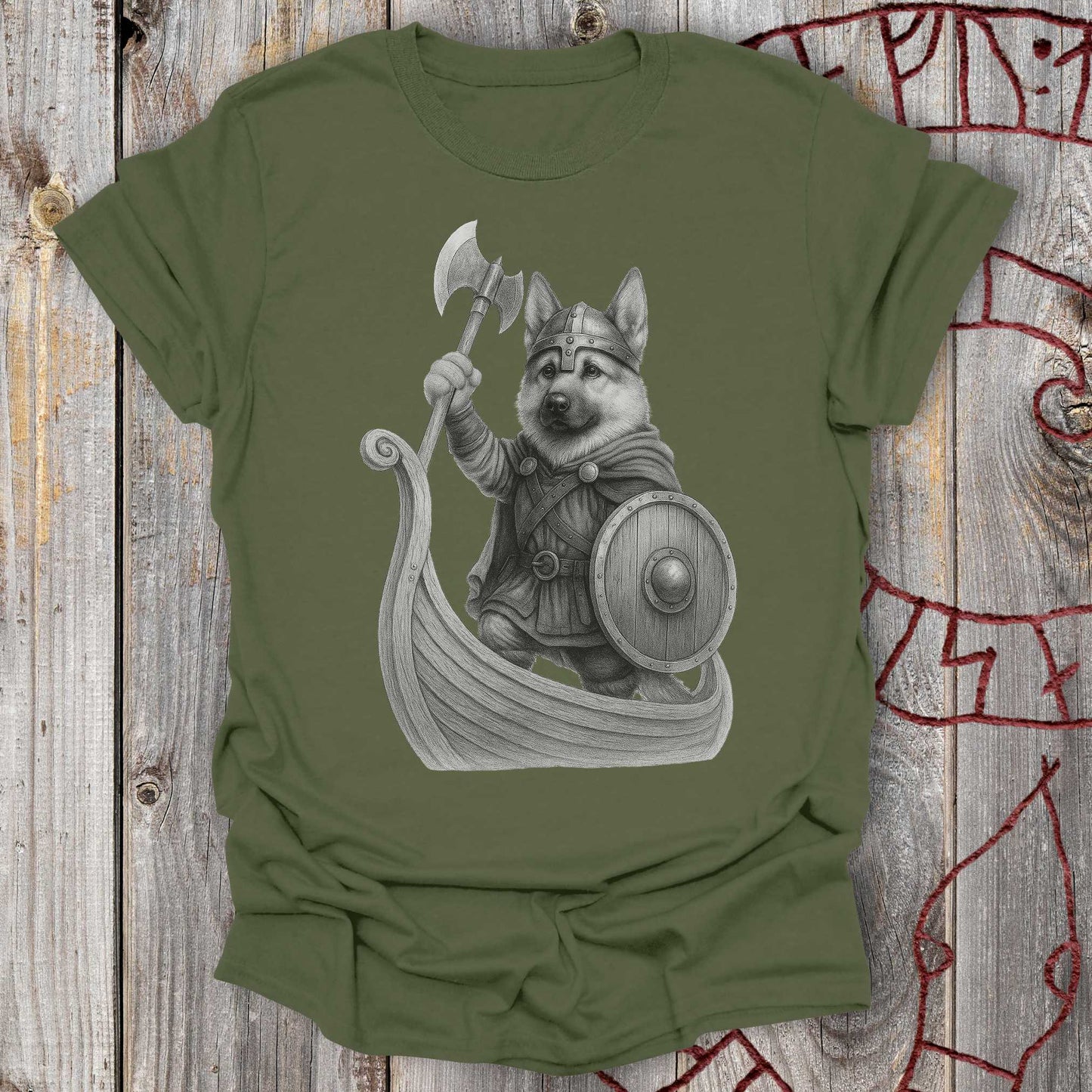 T-Shirt German Shepherd in a Longship T-shirt Unisex size S M L XL 2XL