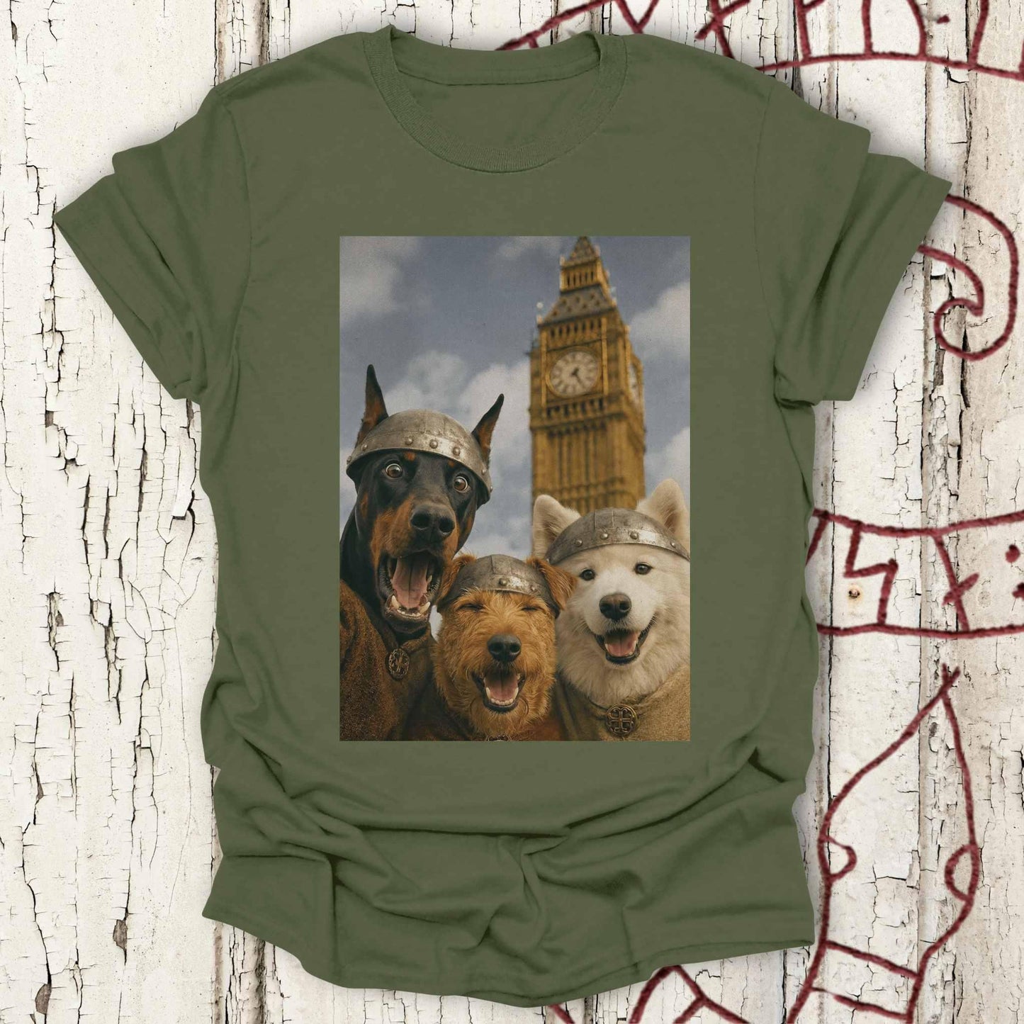 Viking Dogs Retro Selfie Photo Style - Big Ben London UK T-shirt