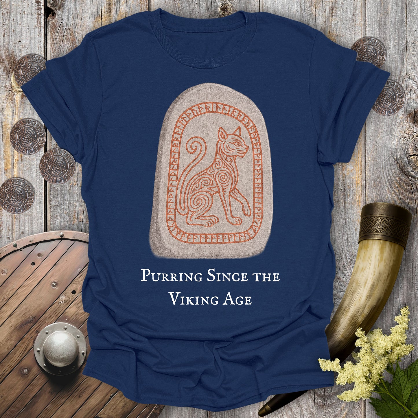 Purring Since the Viking Age Runestone Cat T-shirt