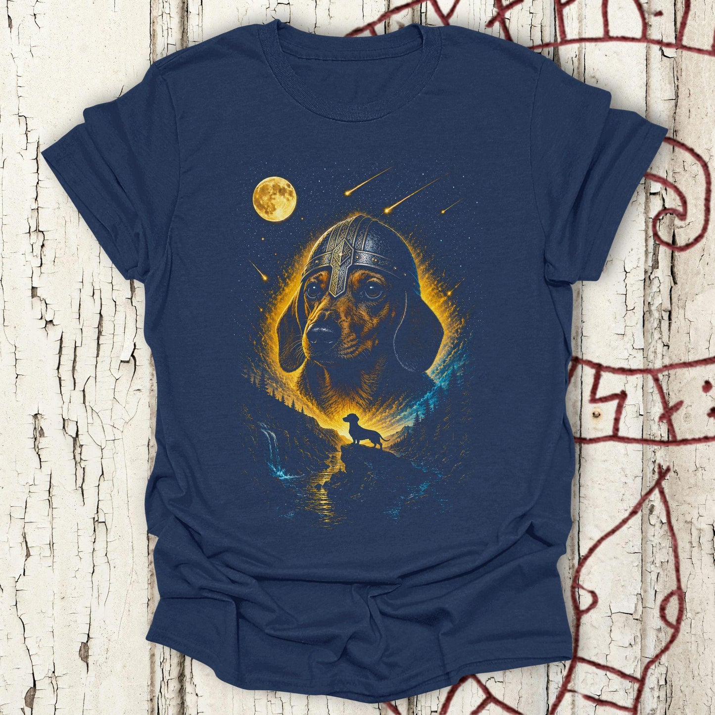 Dachshund Howling at the Moon - Viking T-shirt NEW!