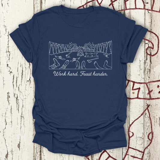 Work Hard. Feast Harder - Funny Viking Minimalist T-shirt