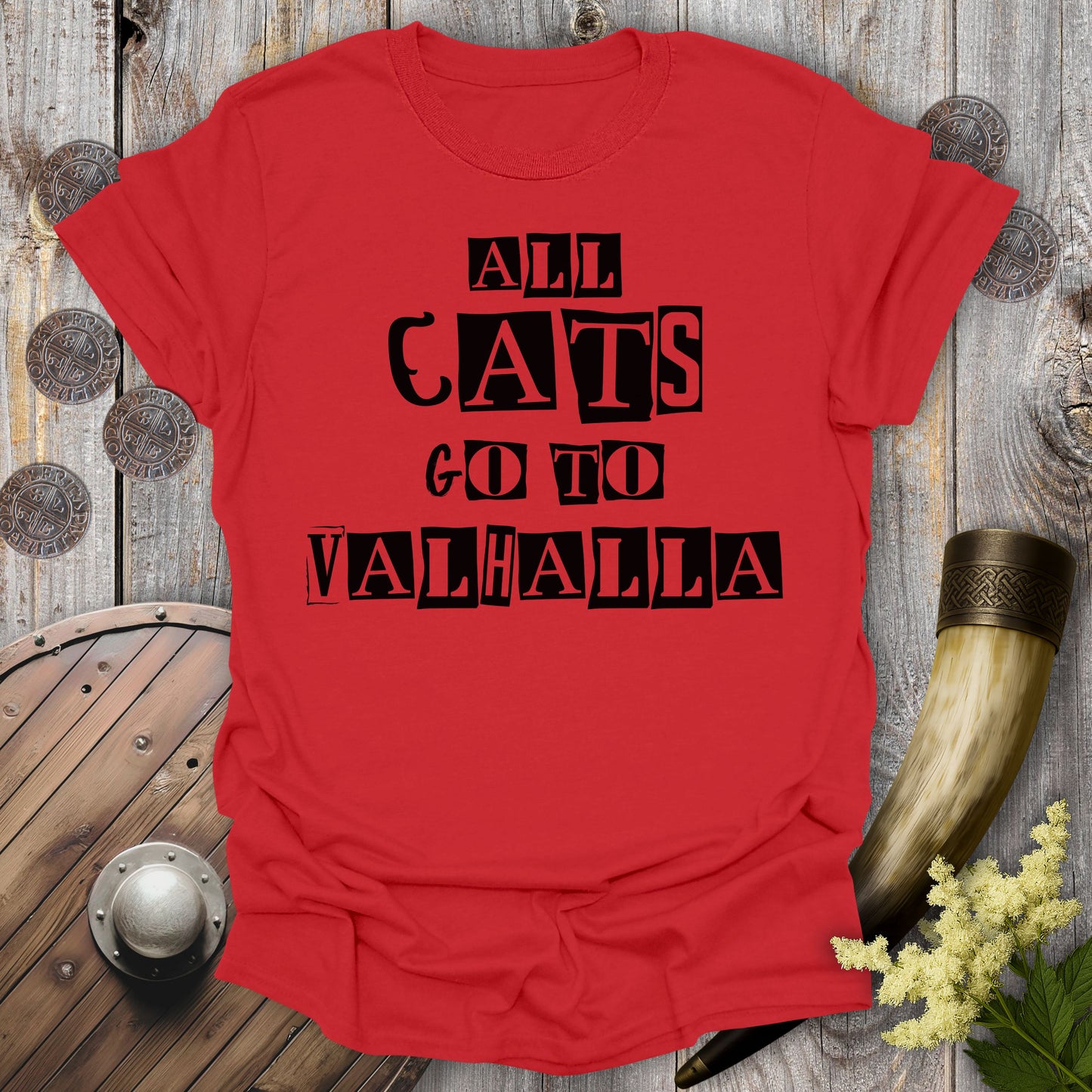 All Cats Go To Valhalla Viking T-Shirt
