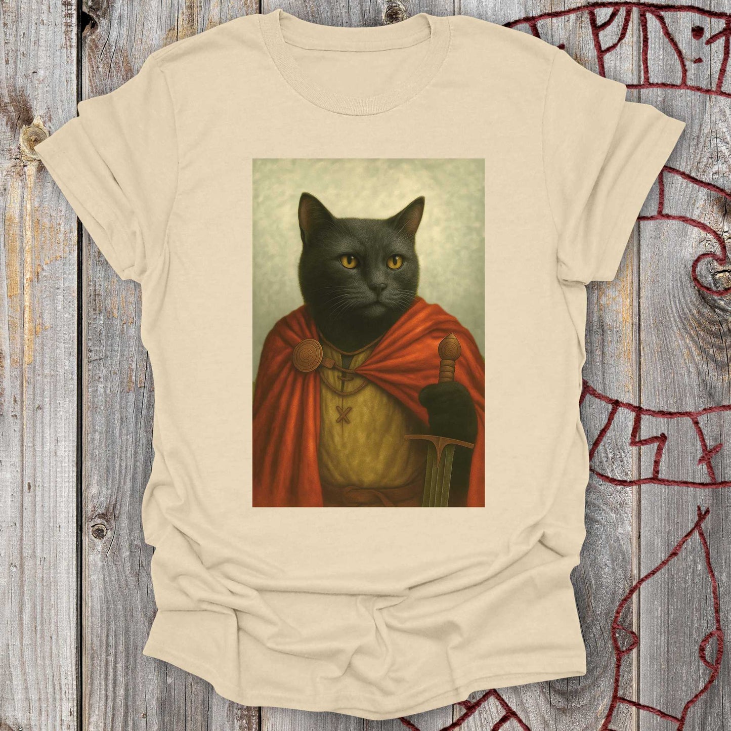 T-Shirt Black Viking Cat Portrait T-Shirt Unisex size S M L XL 2XL