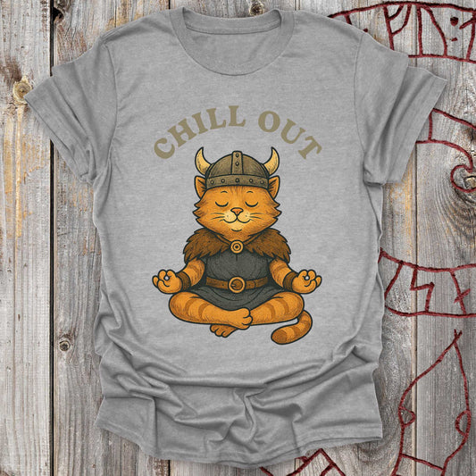 T-Shirt Chill Out - Viking Cat Meditation T-Shirt Unisex size S M L XL 2XL