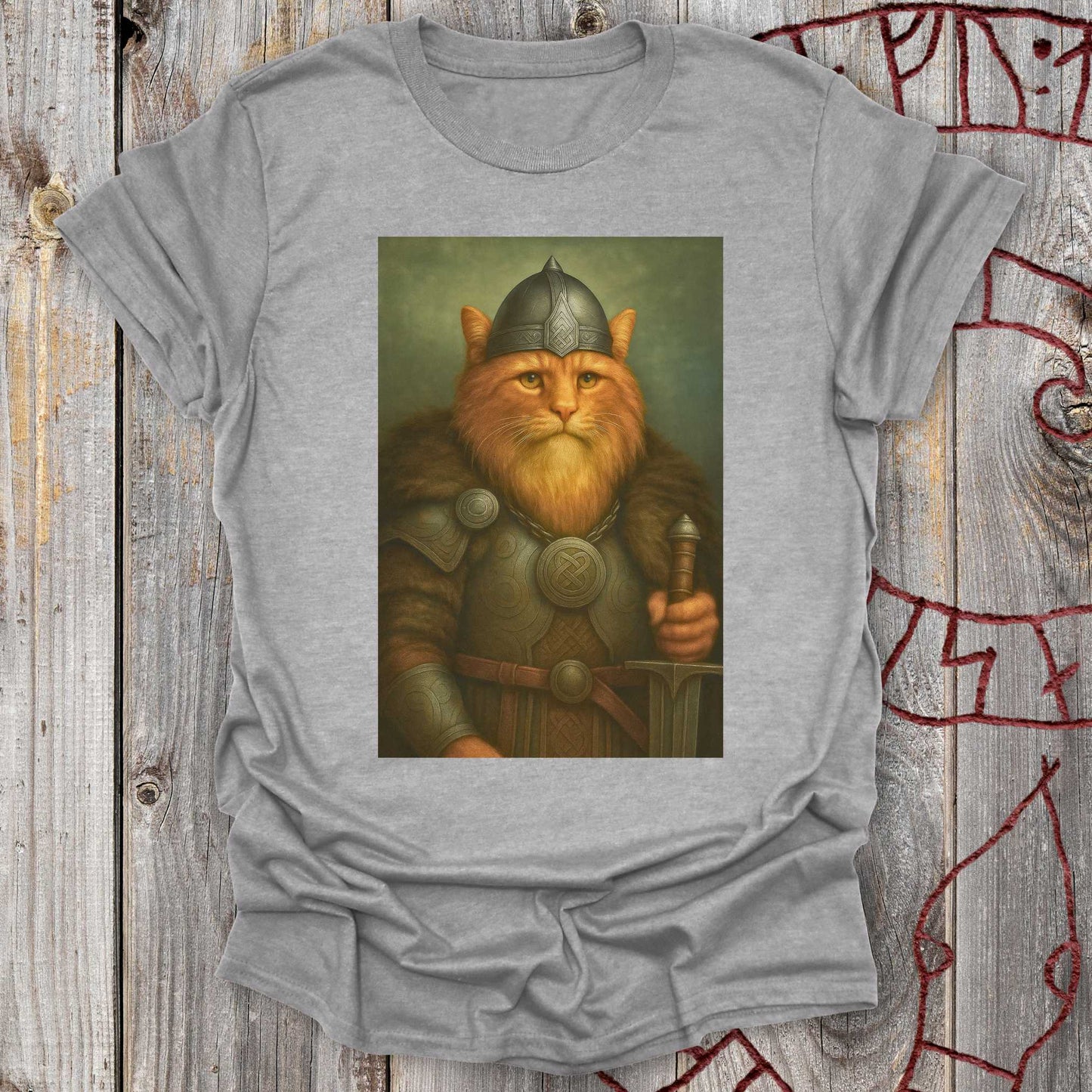 T-Shirt Medieval Viking King - Cat Portrait T-Shirt Unisex size S M L XL 2XL