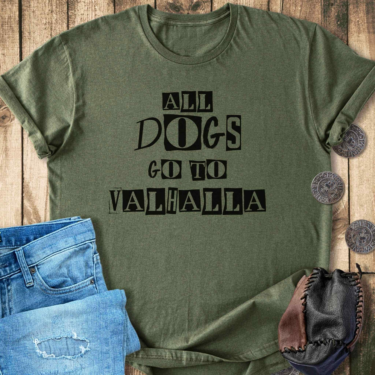 T-Shirt All Dogs Go To Valhalla Viking T-shirt Unisex Sizes S-2XL Funny Shirt Gift