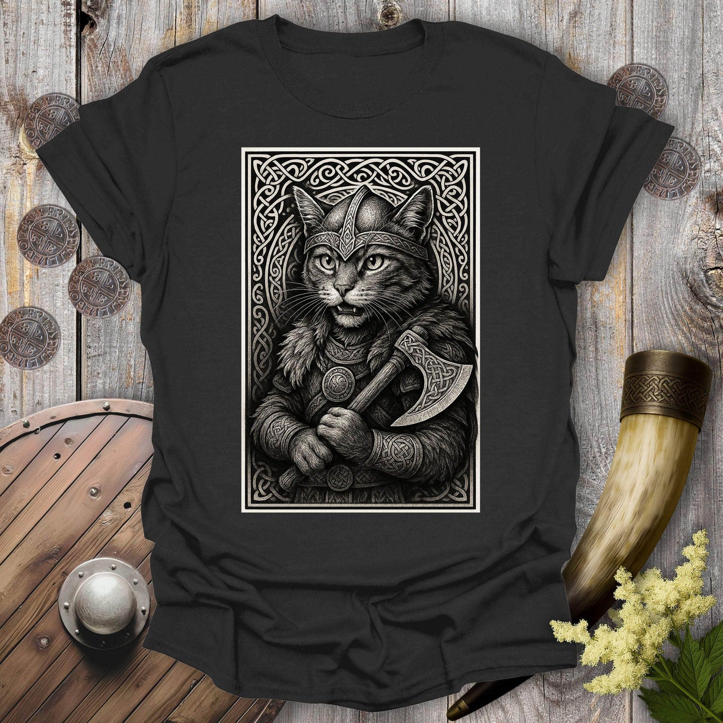 T-Shirt Black / S Black and White Berserker Cat T-Shirt