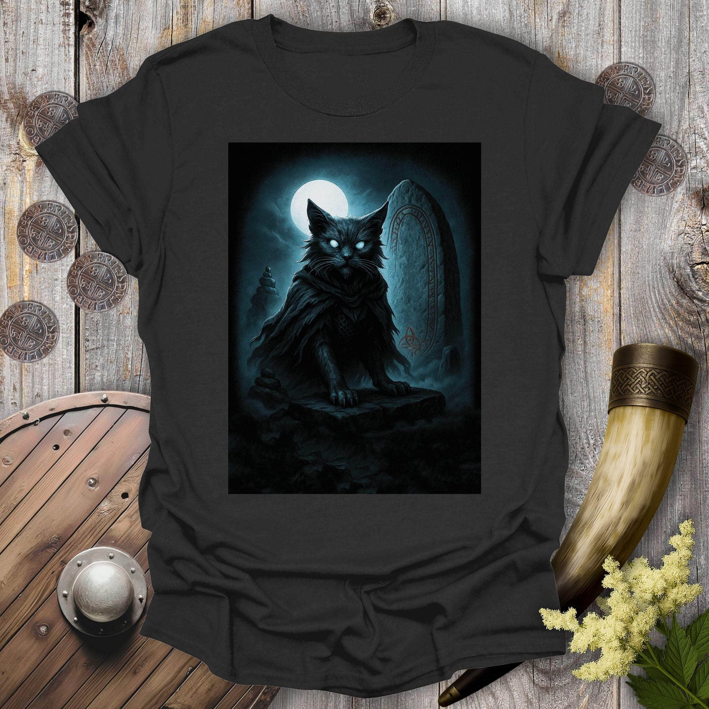 T-Shirt Black / S Draugr Undead Viking Cat T-Shirt