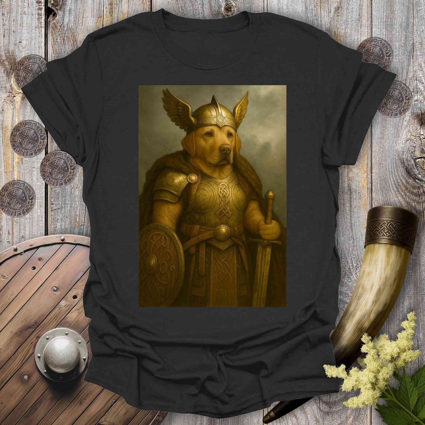 T-Shirt Black / S Labrador Retriever Viking Portrait T-Shirt