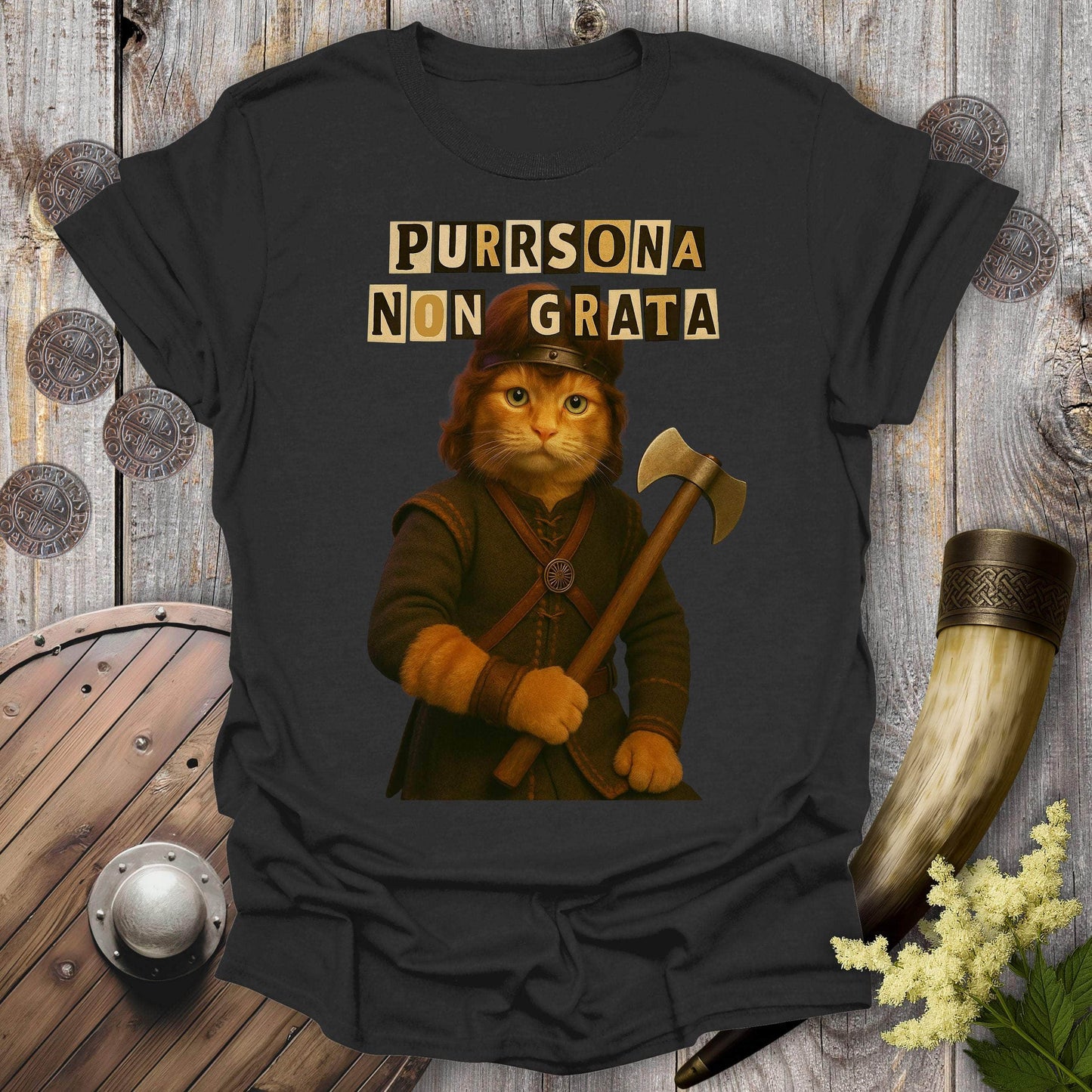 T-Shirt Black / S Ransom Note Viking Cat T-Shirt