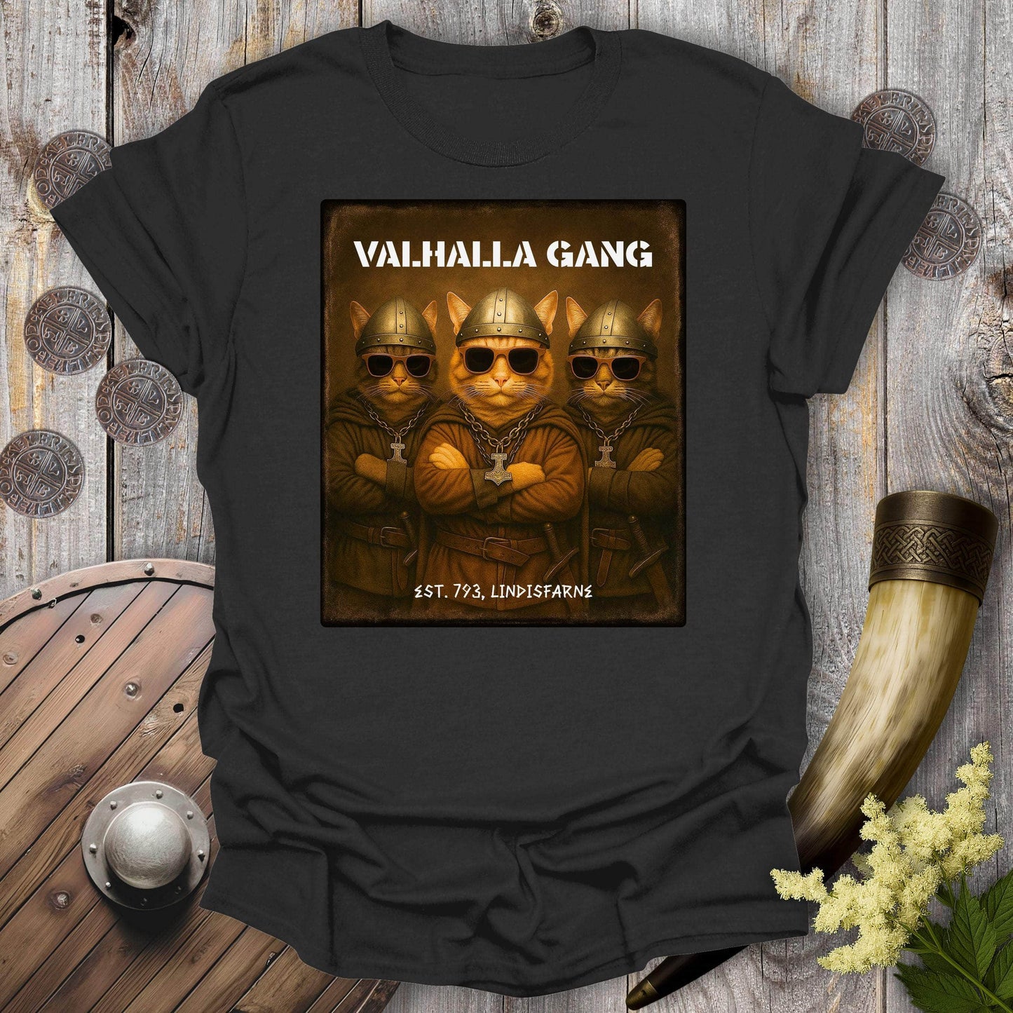T-Shirt Black / S Valhalla Gang Viking Cat T-Shirt