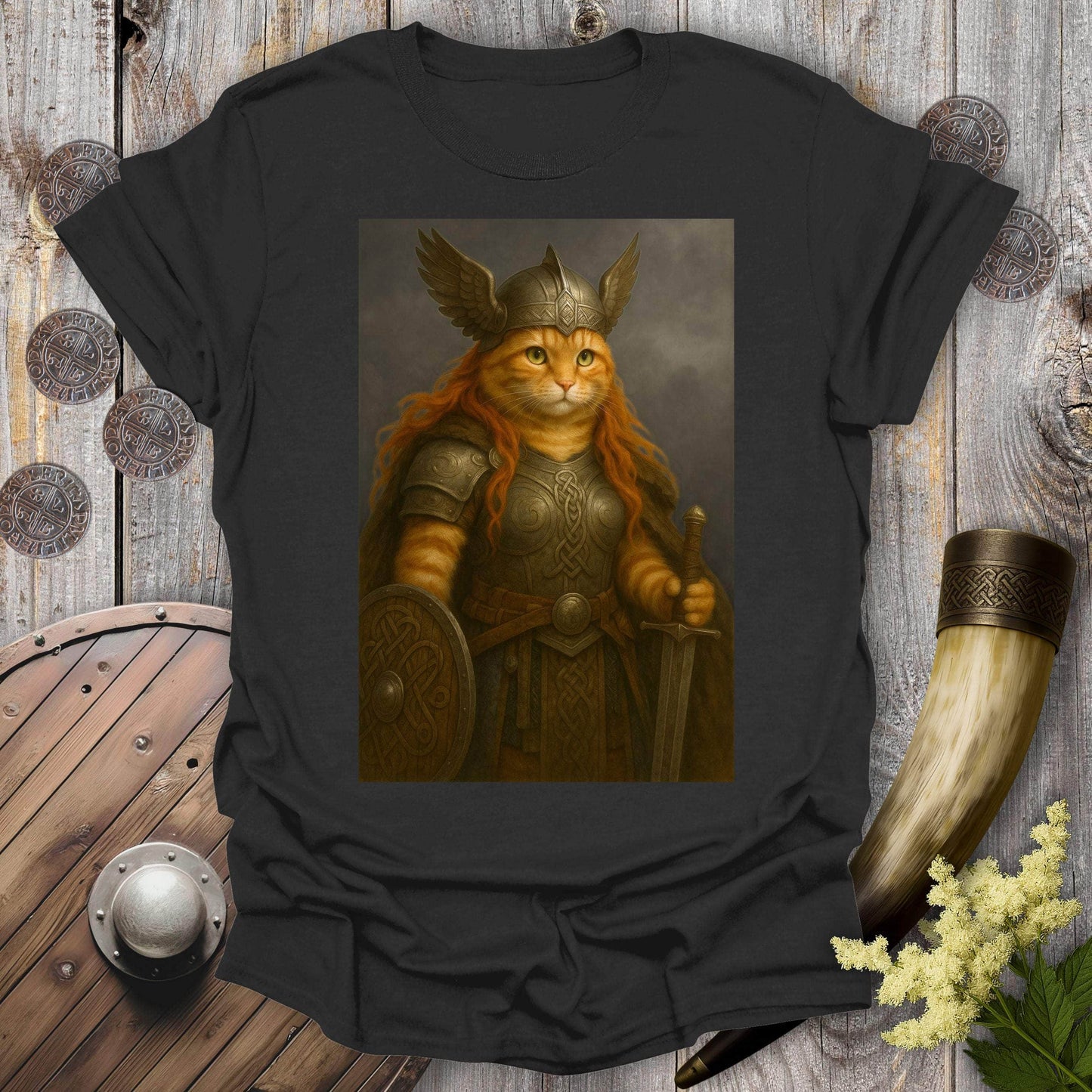 T-Shirt Black / S Valkyrie Warrior Cat Portrait T-Shirt