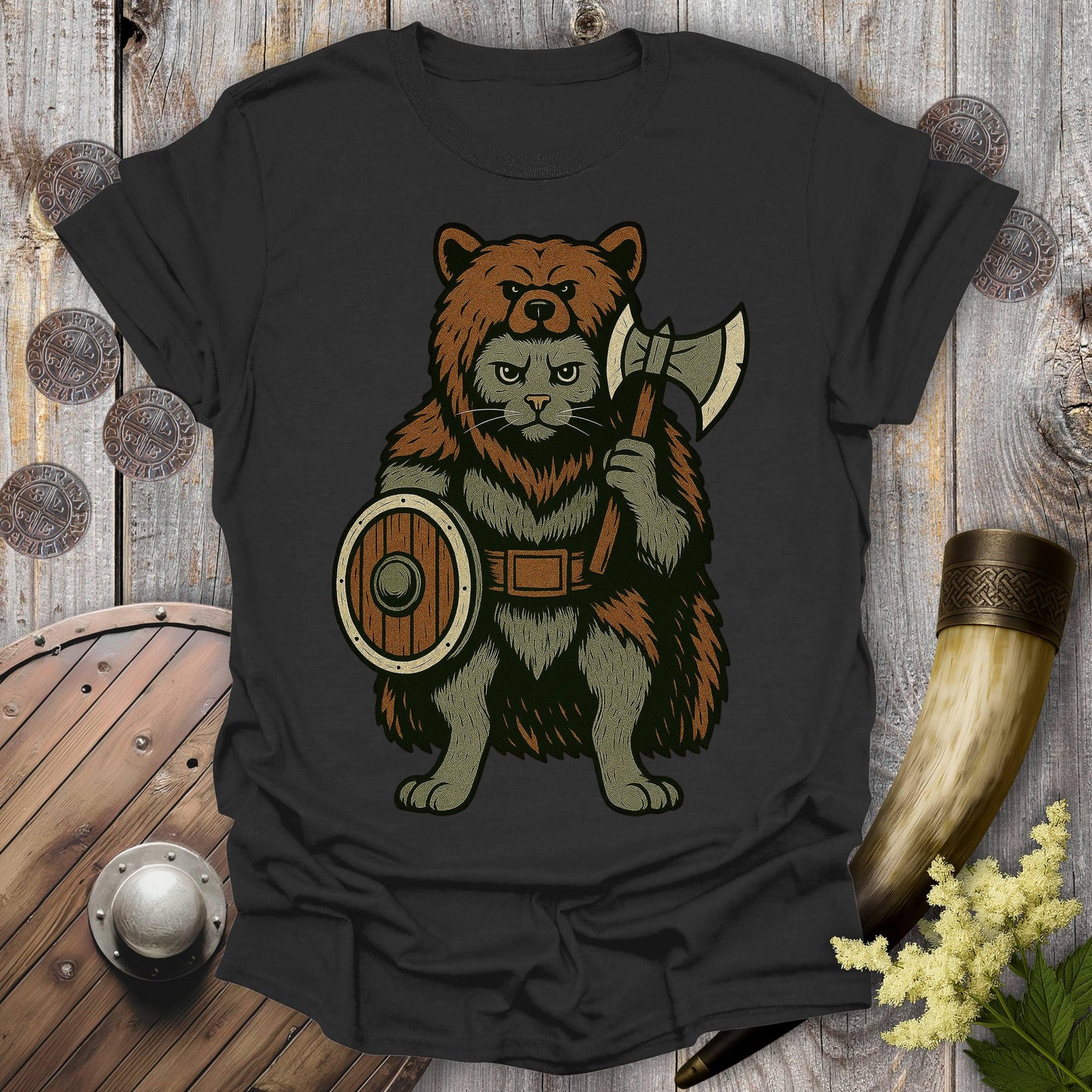 T-Shirt Black / S Viking Berserker Cat T-Shirt