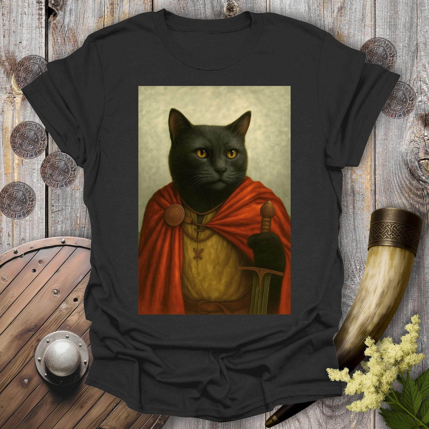 T-Shirt Black / S Viking Black Cat Portrait T-Shirt