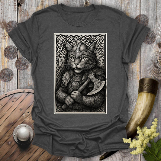 T-Shirt Dark Heather / S Black and White Berserker Cat T-Shirt