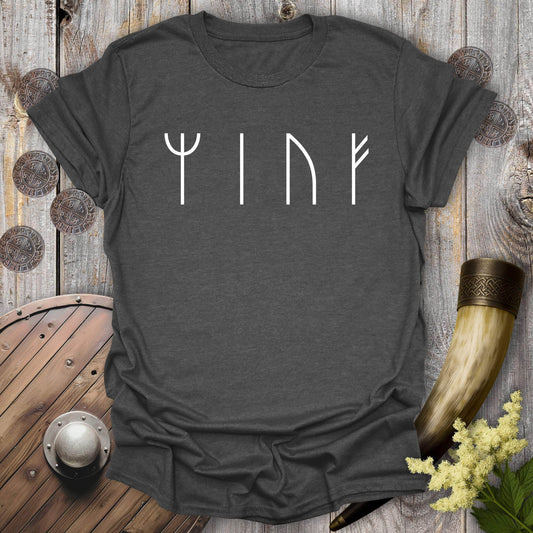 T-Shirt Dark Heather / S MEOW in Runes Viking Cat Minimalist T-Shirt
