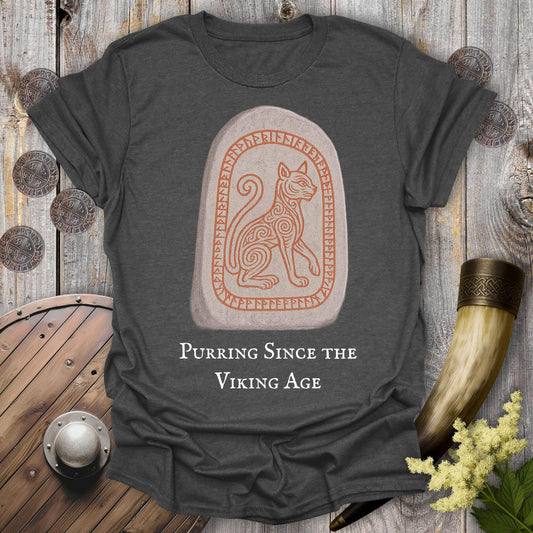 T-Shirt Dark Heather / S Purring Since the Viking Age Runestone Cat T-shirt