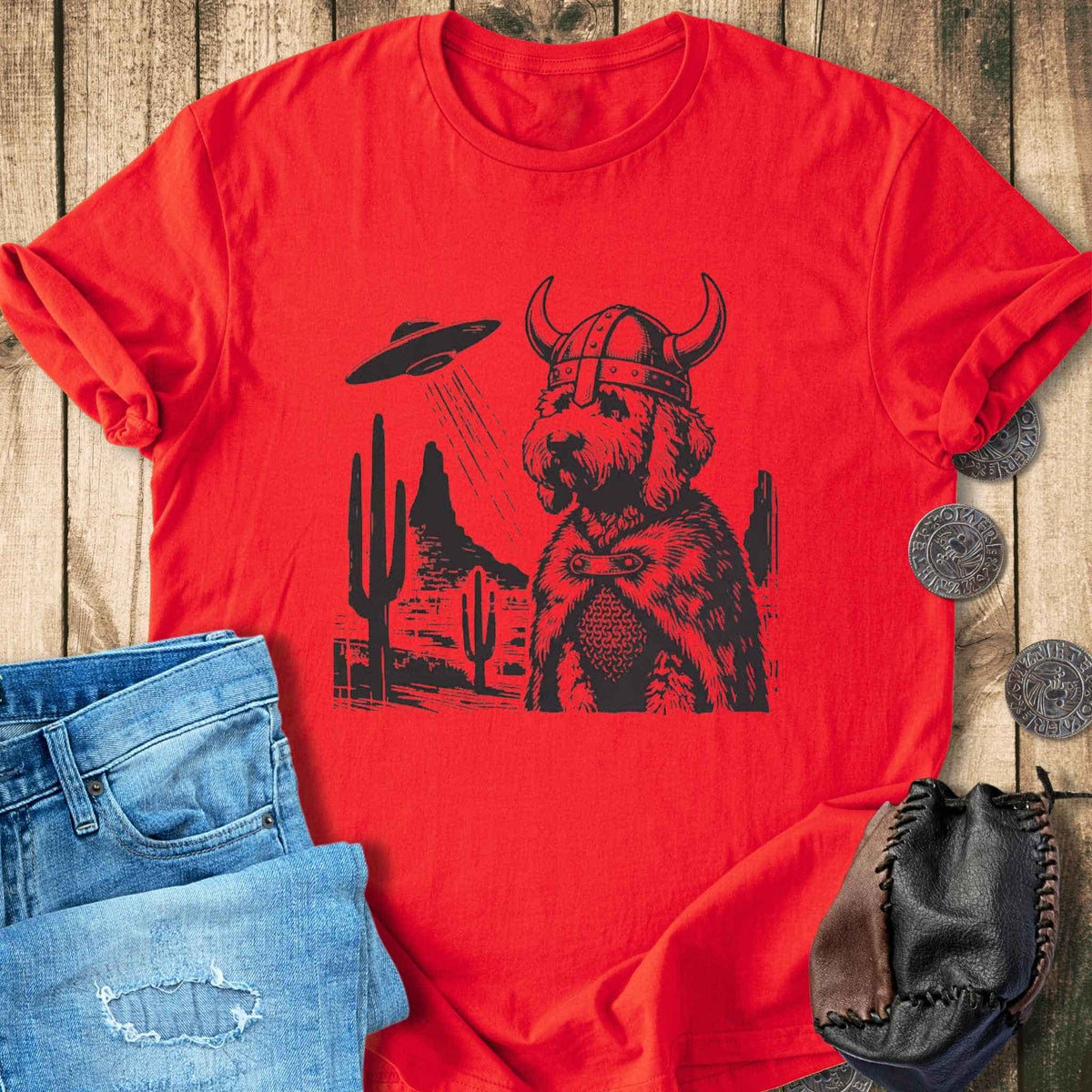 T-Shirt Goldendoodle Viking and UFO T-shirt Unisex Sizes S-2XL Funny Shirt Gift