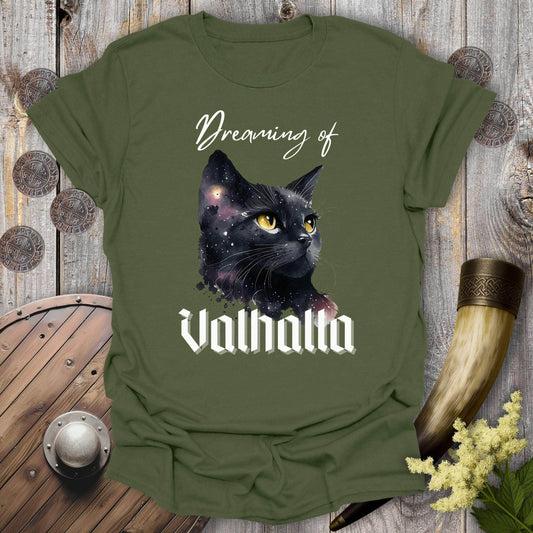 T-Shirt Military Green / S Dreaming of Valhalla Celestial Cat T-Shirt