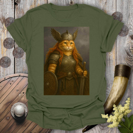 T-Shirt Military Green / S Valkyrie Warrior Cat Portrait T-Shirt