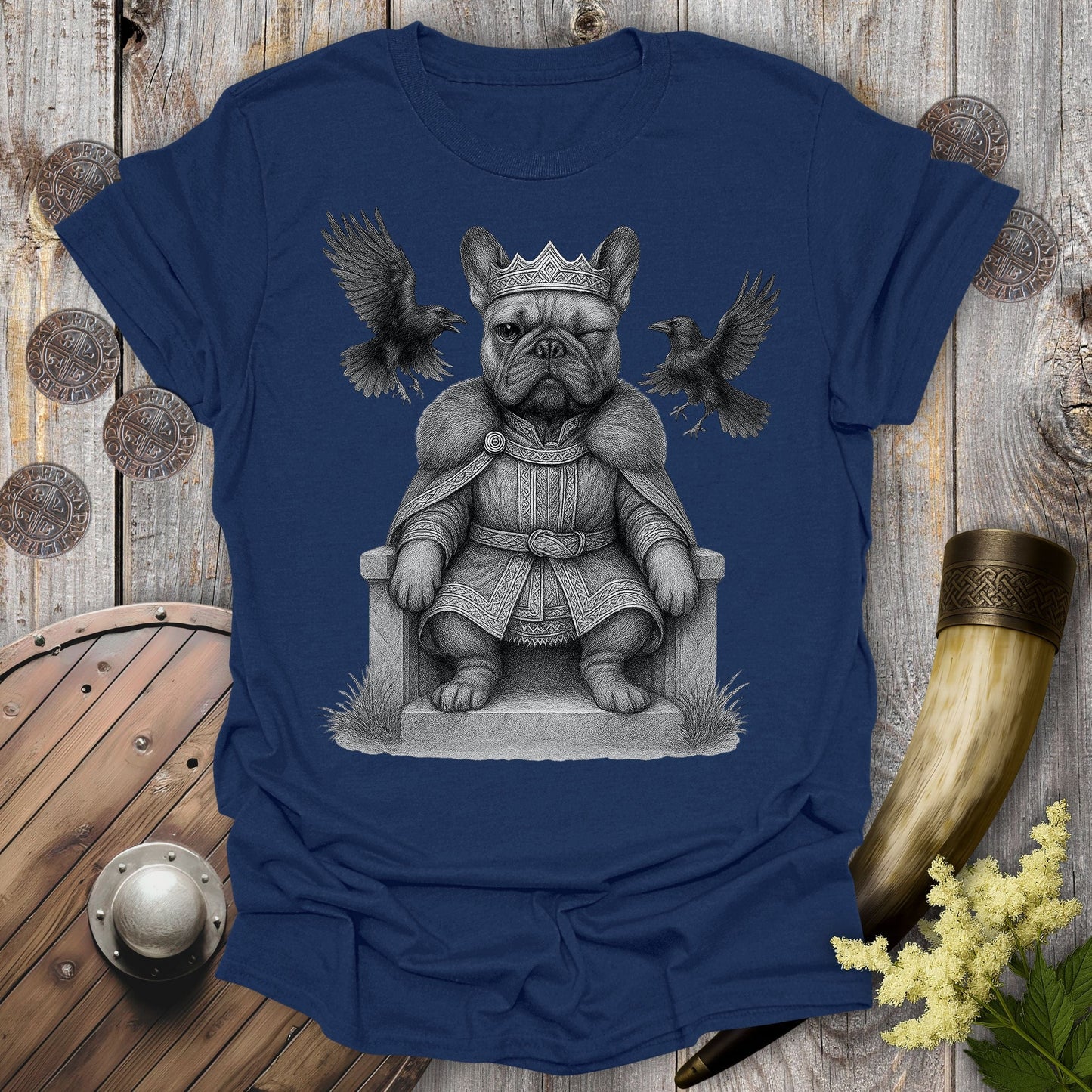 T-Shirt Navy / S Odin the Bulldog Norse God T-Shirt