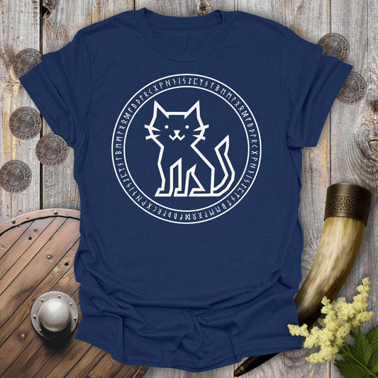 T-Shirt Navy / S Rune Circle Viking Cat T-Shirt