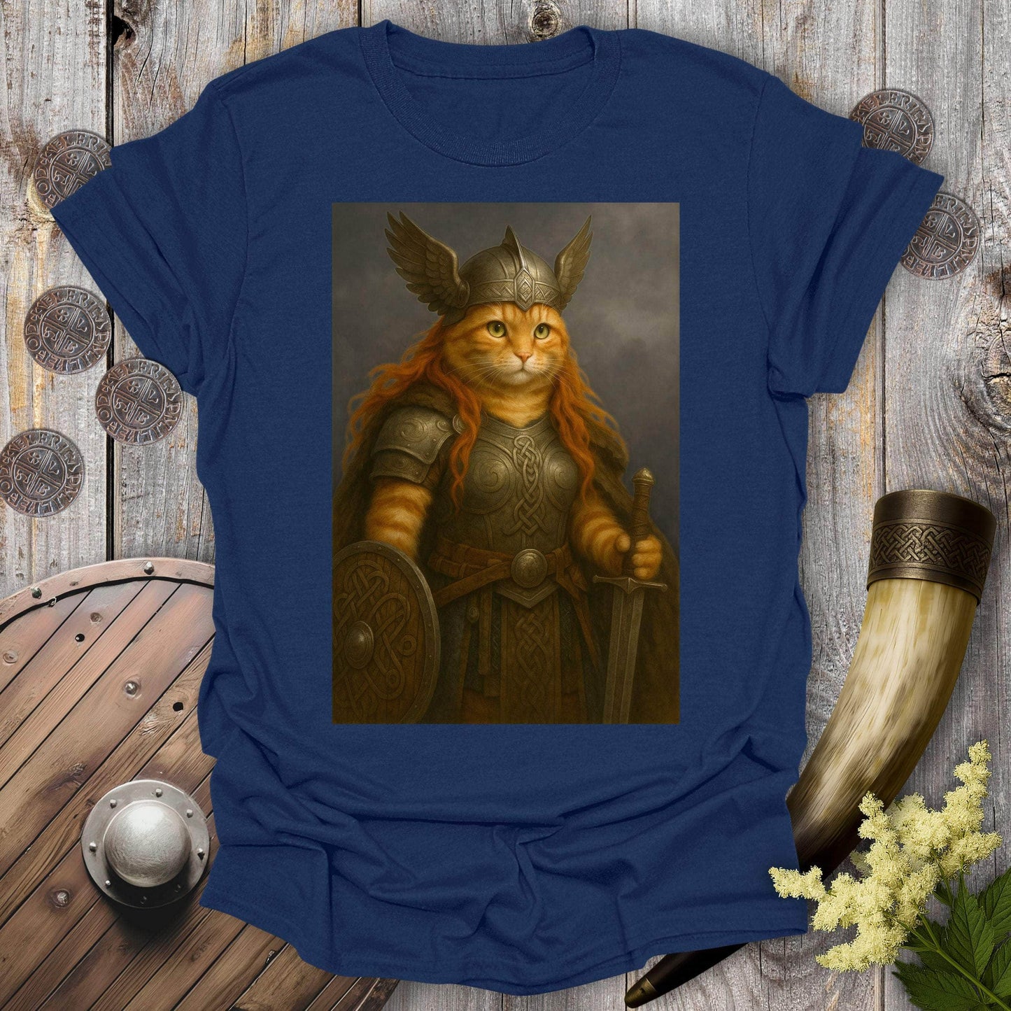 T-Shirt Navy / S Valkyrie Warrior Cat Portrait T-Shirt