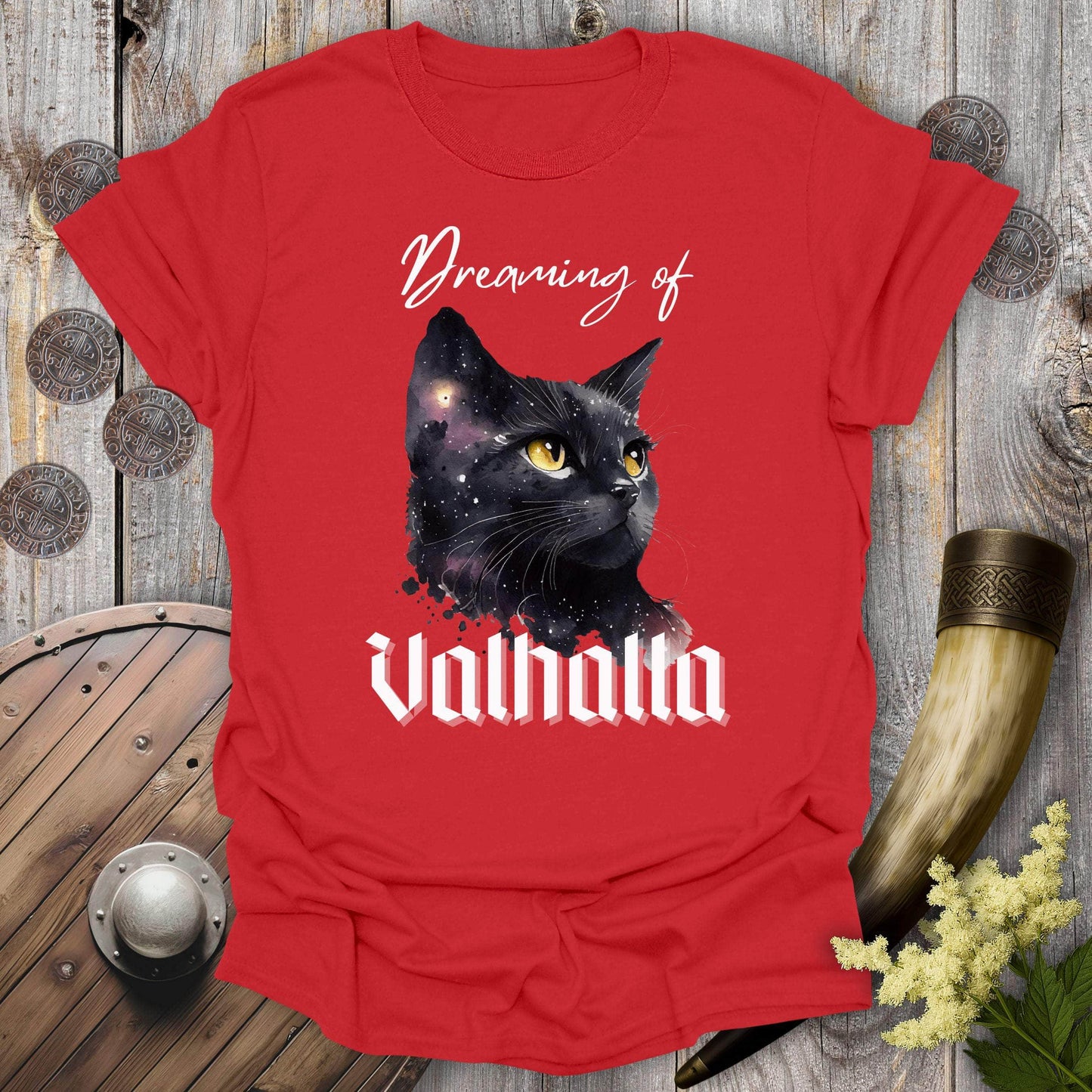T-Shirt Red / S Dreaming of Valhalla Celestial Cat T-Shirt