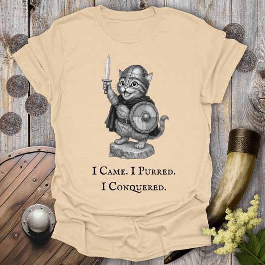 T-Shirt Sand / S I Came, I Purred, I Conquered Cat T-shirt