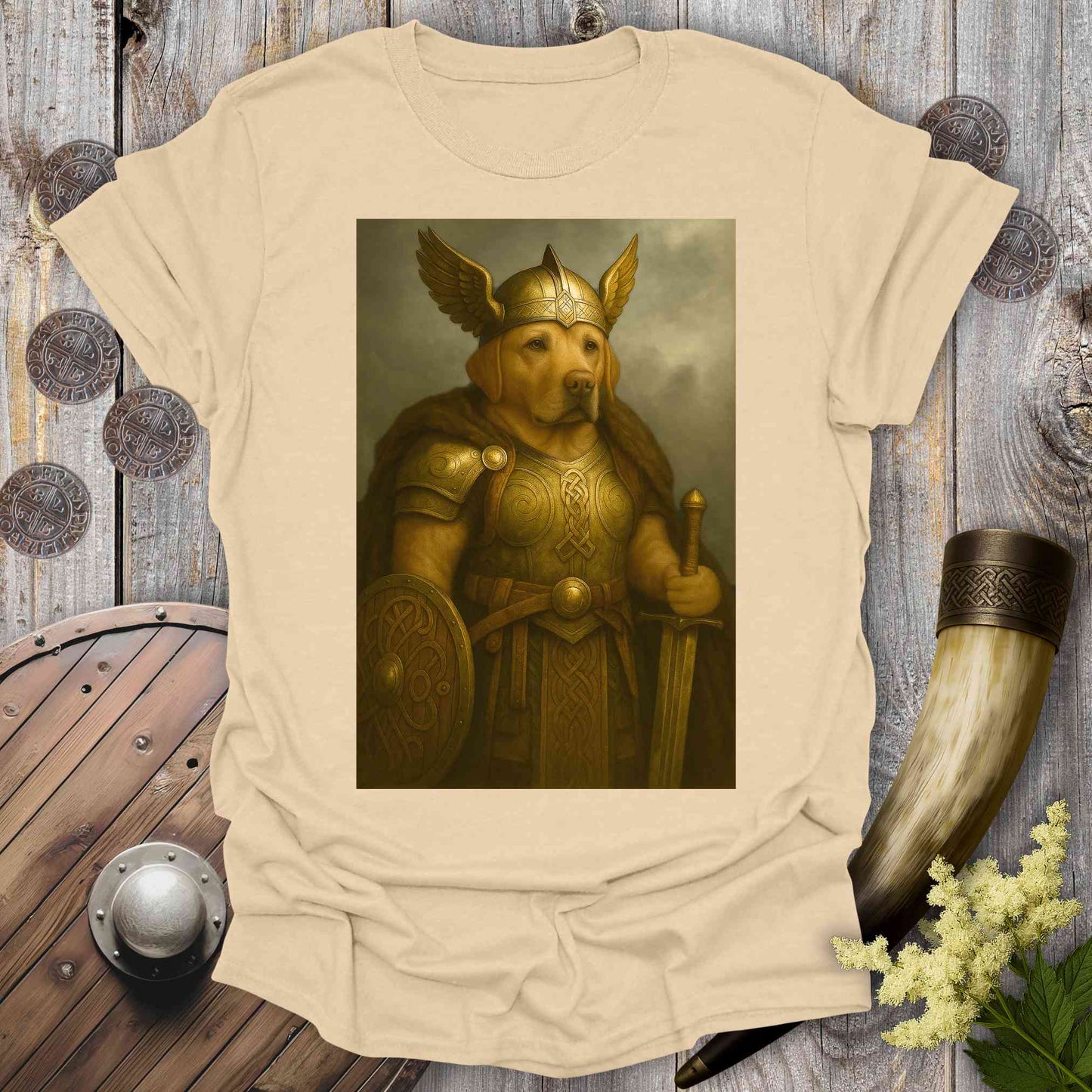 T-Shirt Sand / S Labrador Retriever Viking Portrait T-Shirt
