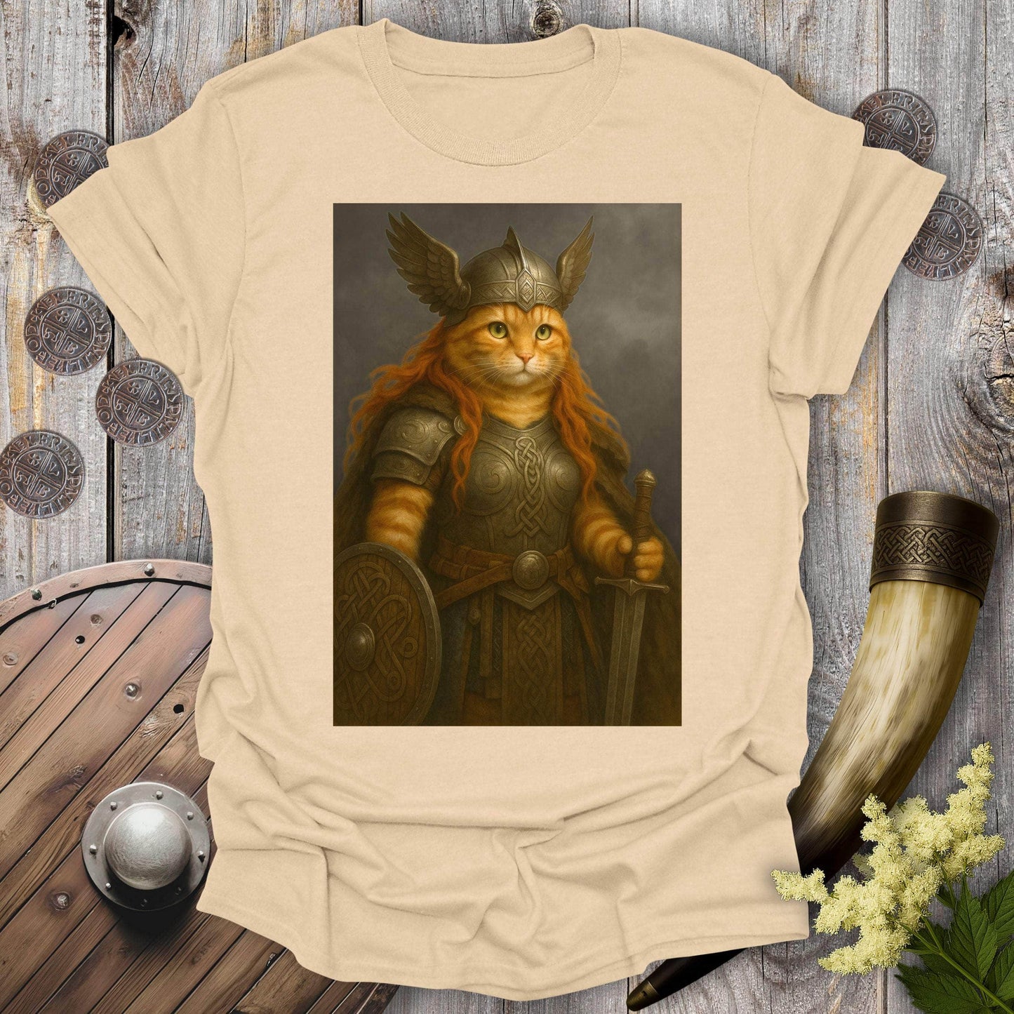 T-Shirt Sand / S Valkyrie Warrior Cat Portrait T-Shirt