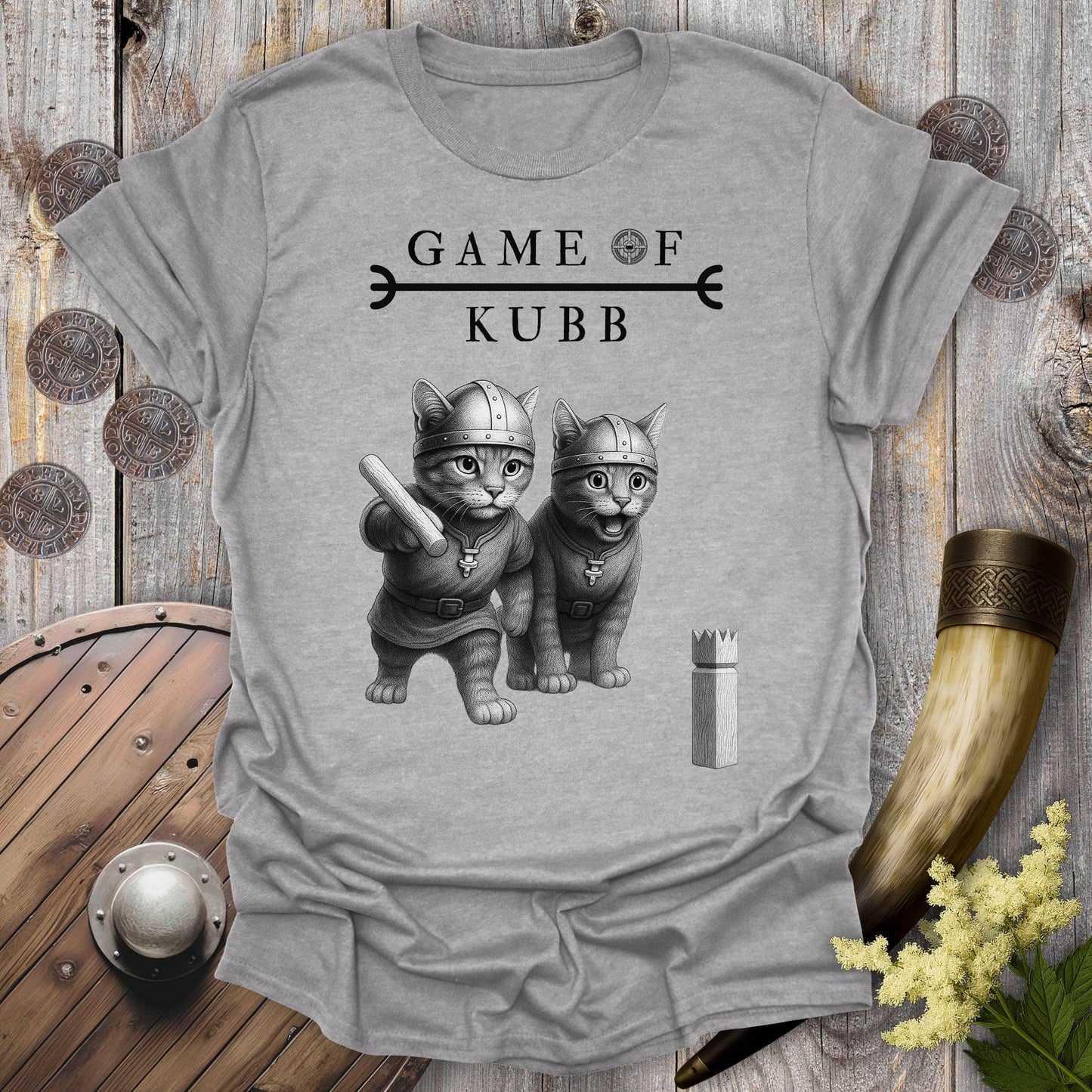 T-Shirt Sport Grey / S A Game of Kubb Viking Cat T-shirt
