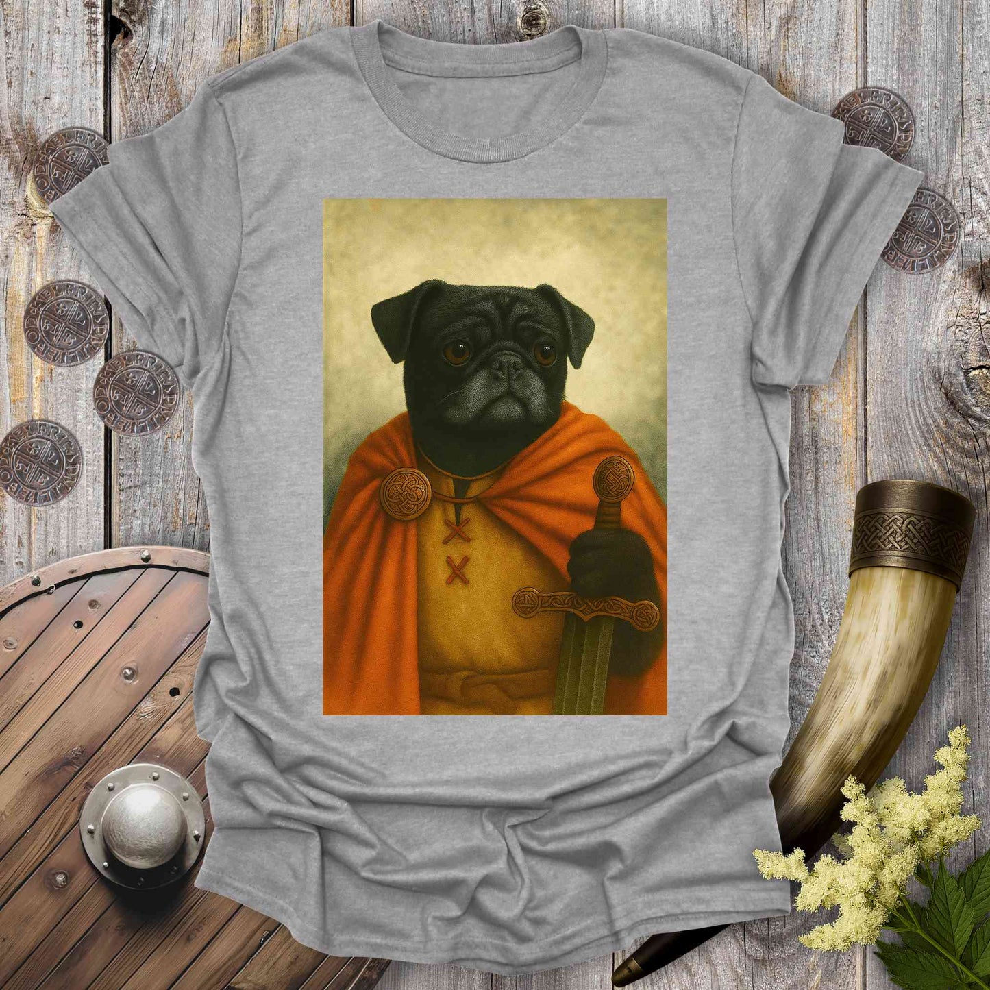 T-Shirt Sport Grey / S Black Pug Viking Portrait T-Shirt
