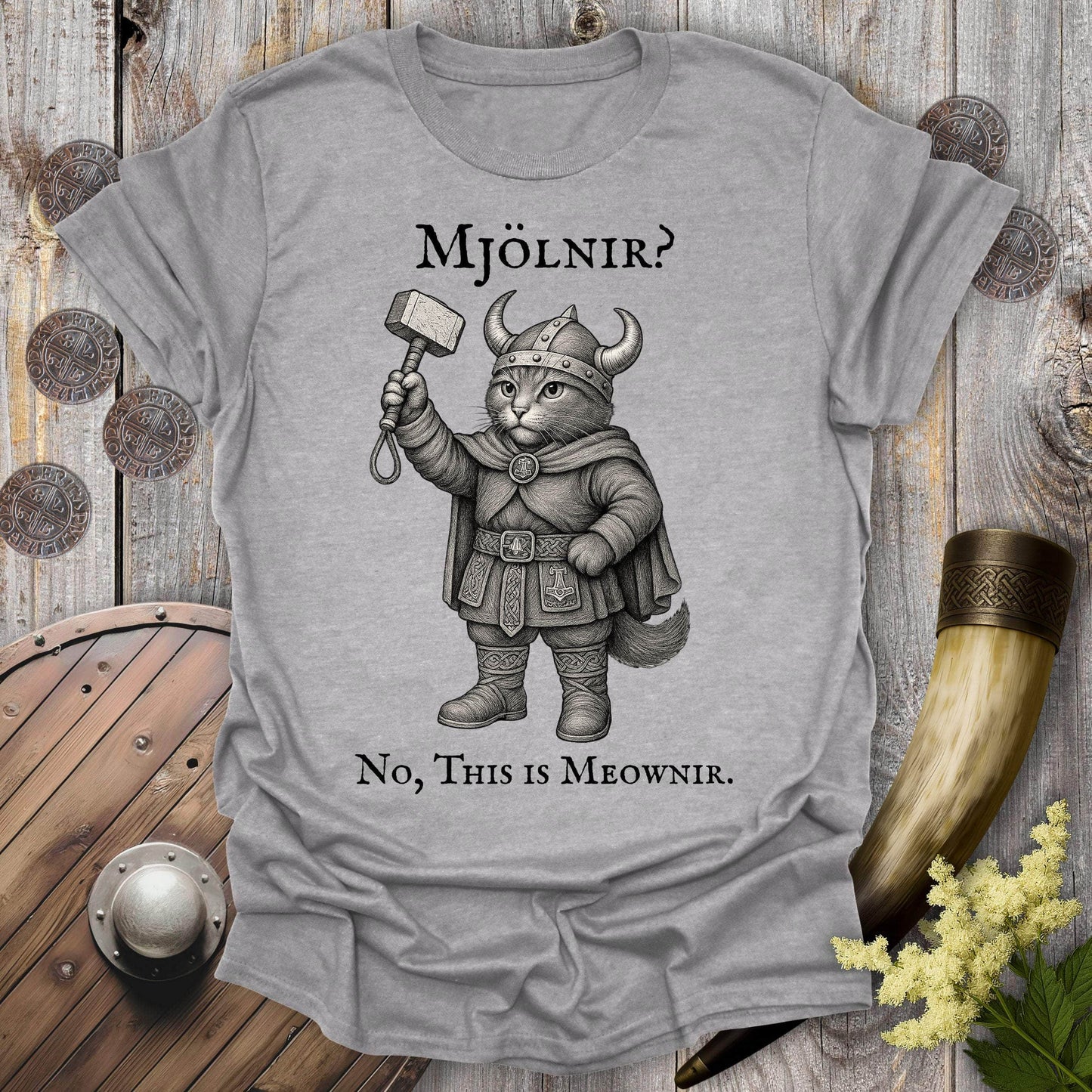 T-Shirt Sport Grey / S Mjölnir? No, This is Meownir Viking Cat T-shirt