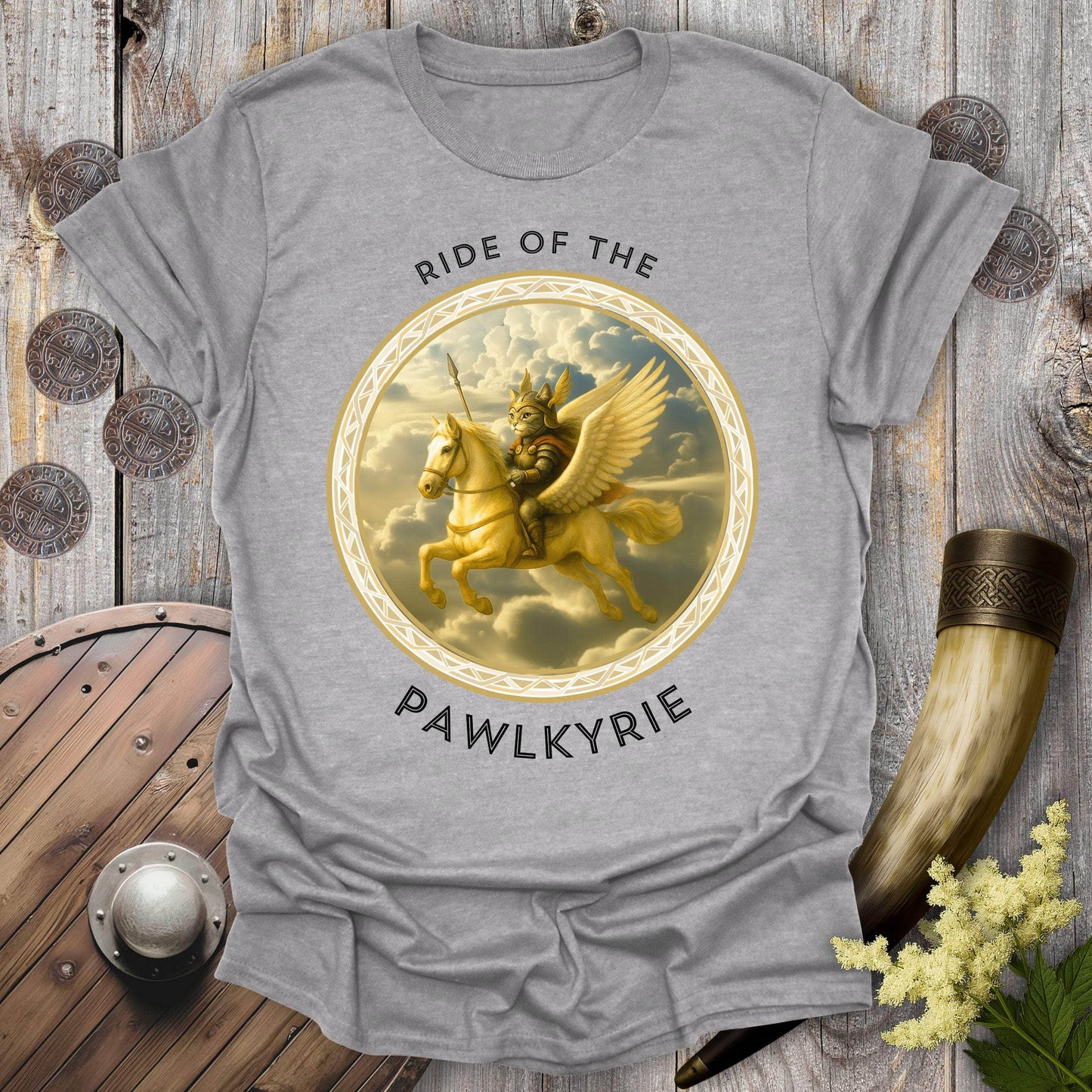 T-Shirt Sport Grey / S Ride of the Pawlkyrie Viking Cat T-Shirt