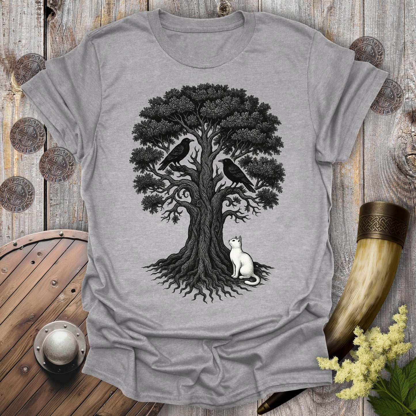 T-Shirt Sport Grey / S Yggdrasil & the Ravens Viking T-Shirt