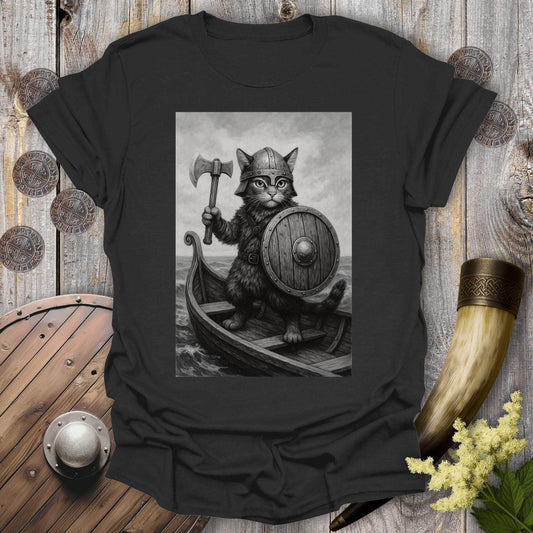 T-Shirt Viking Cat on a Longship T-shirt